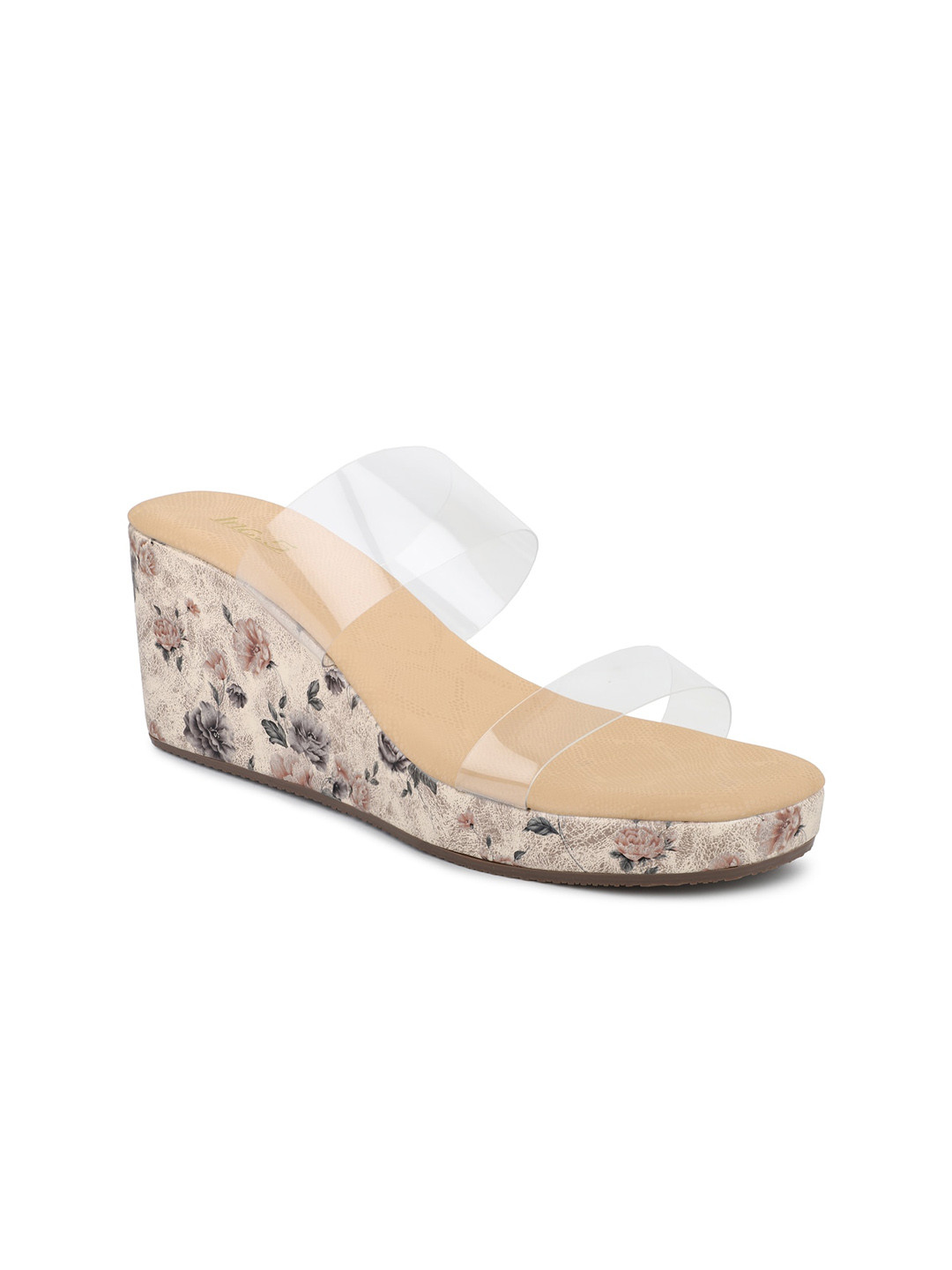 

Inc 5 Printed Open Toe Wedge Heels, Beige
