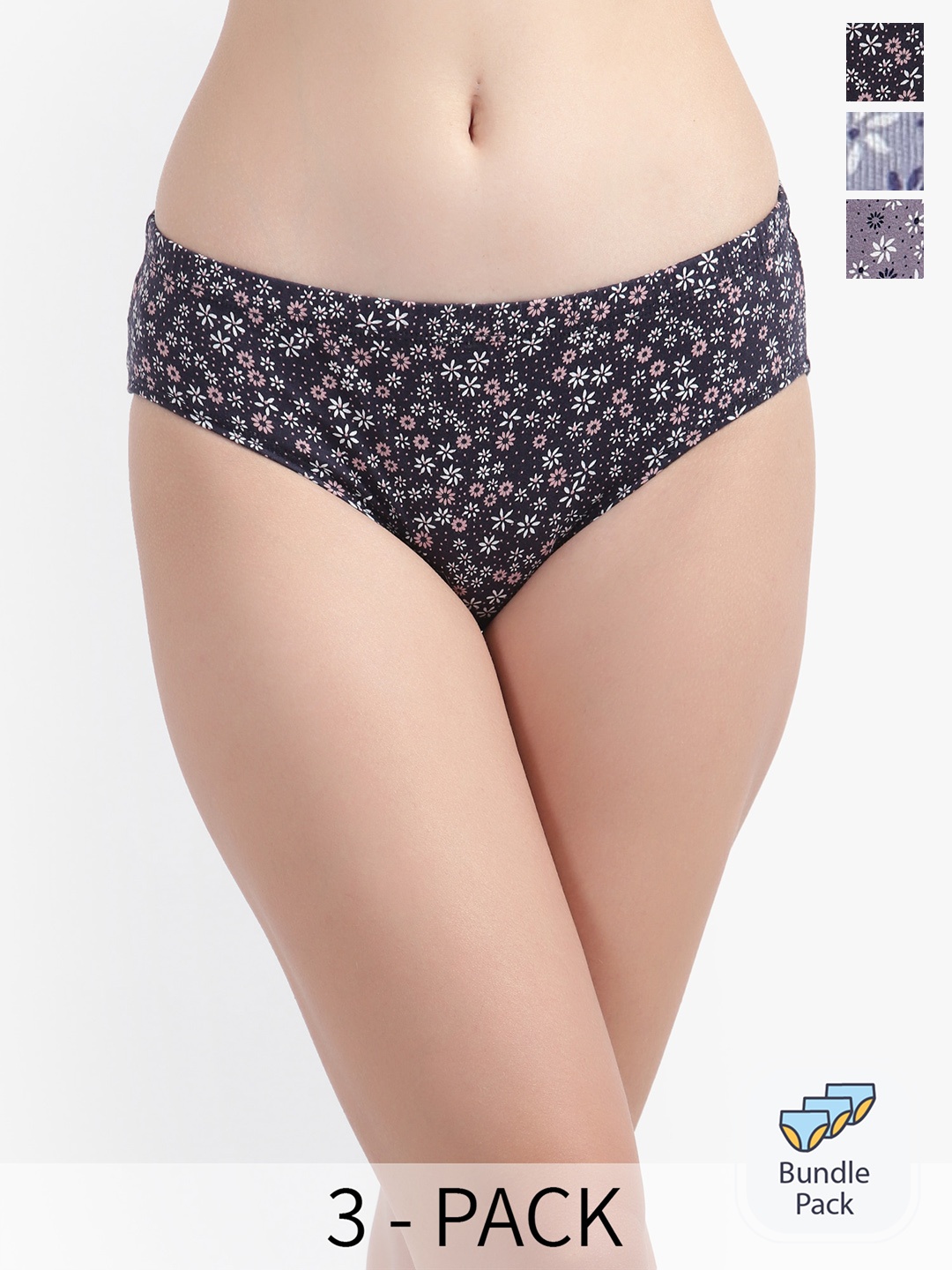 Bruchi CLUB Pack Of 3 Assorted Floral Printed Hipster Briefs