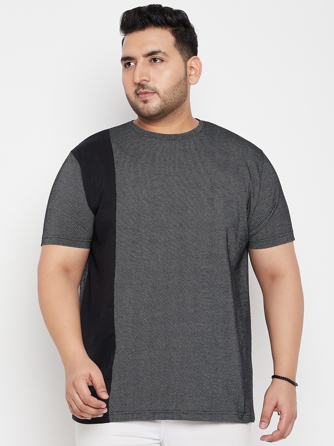 

bigbanana Men Plus Size Round Neck Bio Finish Pure Cotton T-shirt, Black