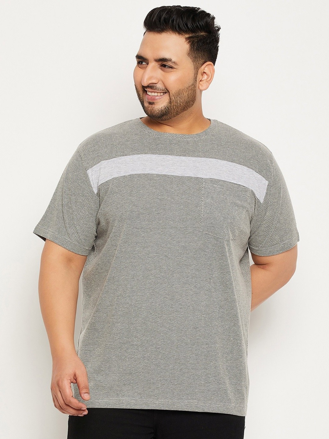 

bigbanana Plus Size Round Neck Bio Finish Pure Cotton T-shirt, Grey