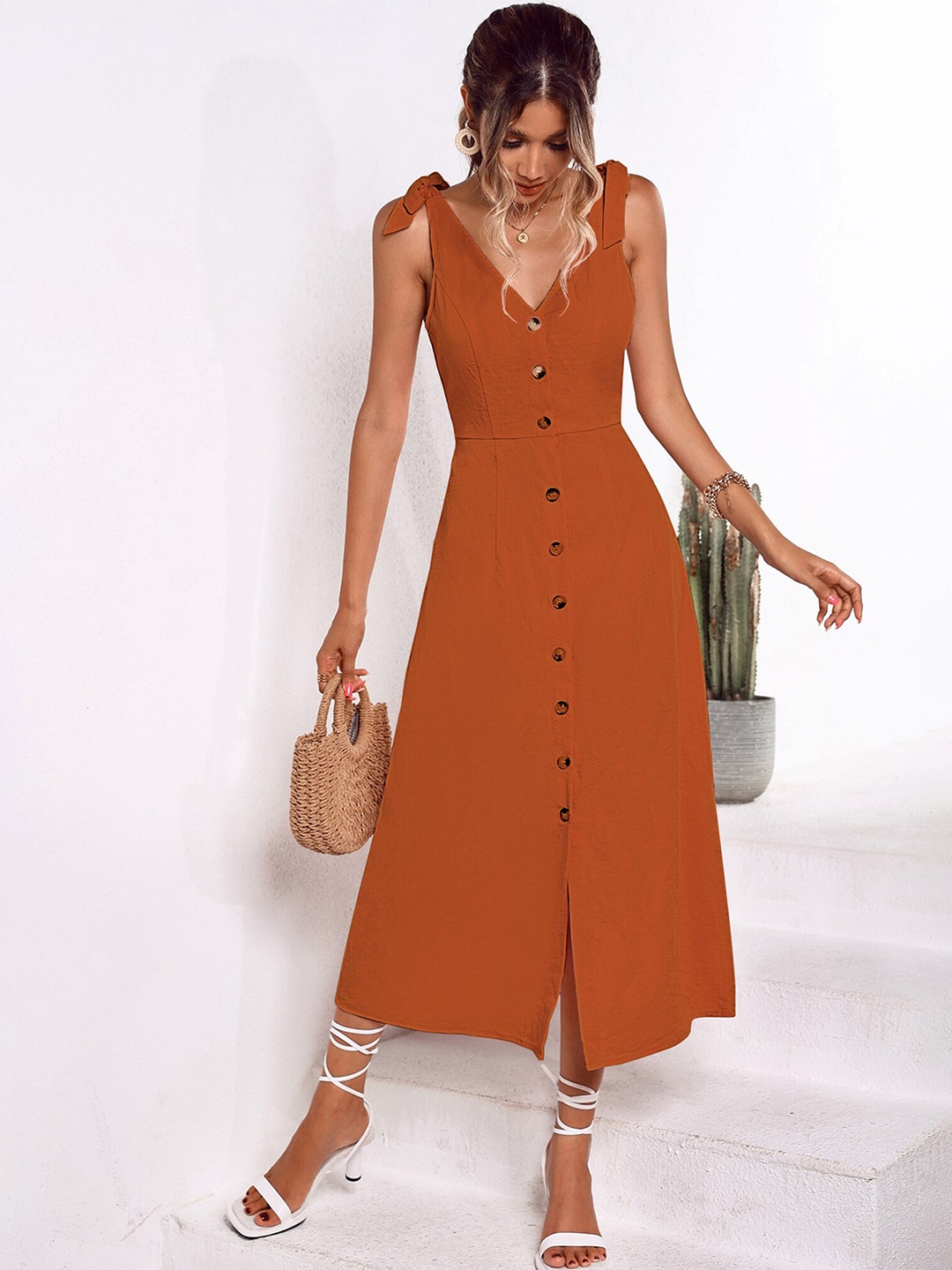 

LULU & SKY V-Neck Maxi Dress, Orange