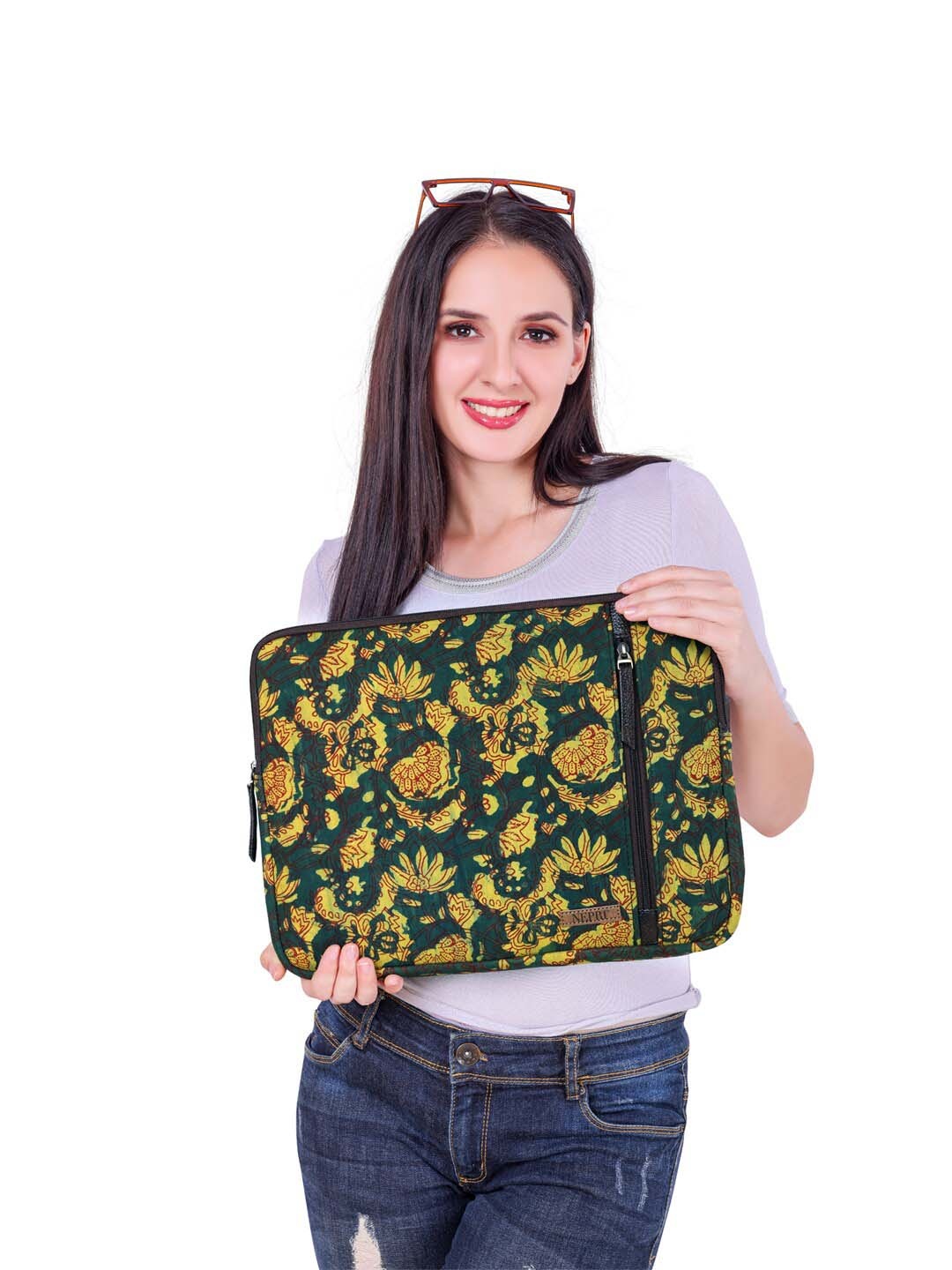 

NEPRI Unisex Printed Laptop Sleeve Up to 16 inch, Green