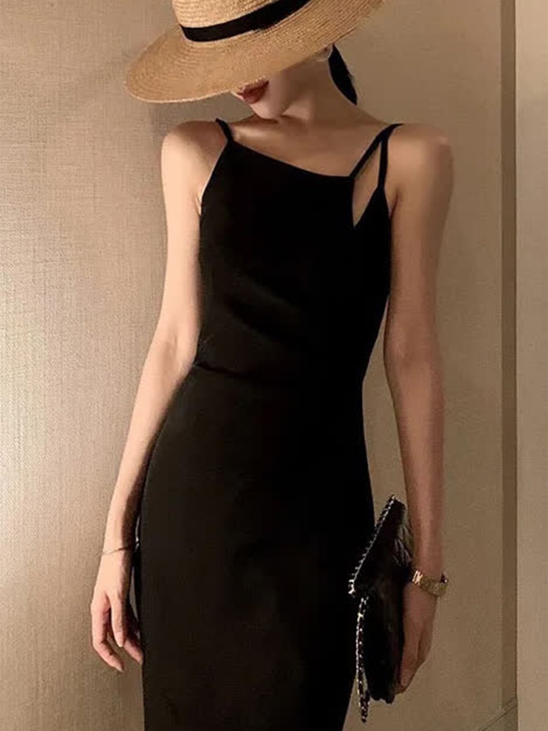 

LULU & SKY Shoulder Strap Bodycon Dress, Black