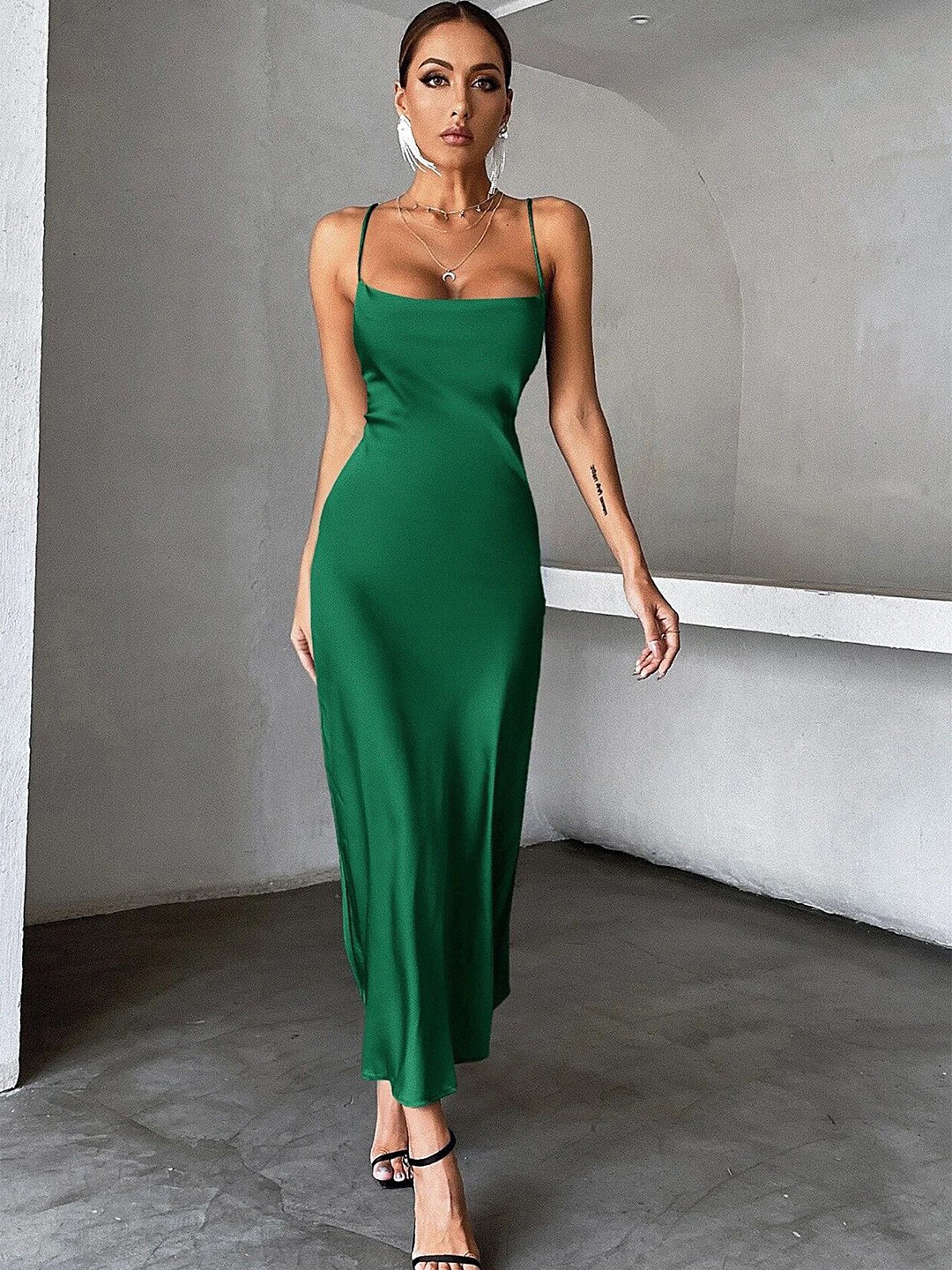 

LULU & SKY Shoulder Straps Maxi Dress, Green