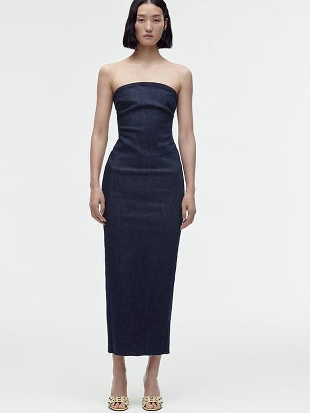 

LULU & SKY Off-Shoulder Bodycon Midi Dress, Navy blue