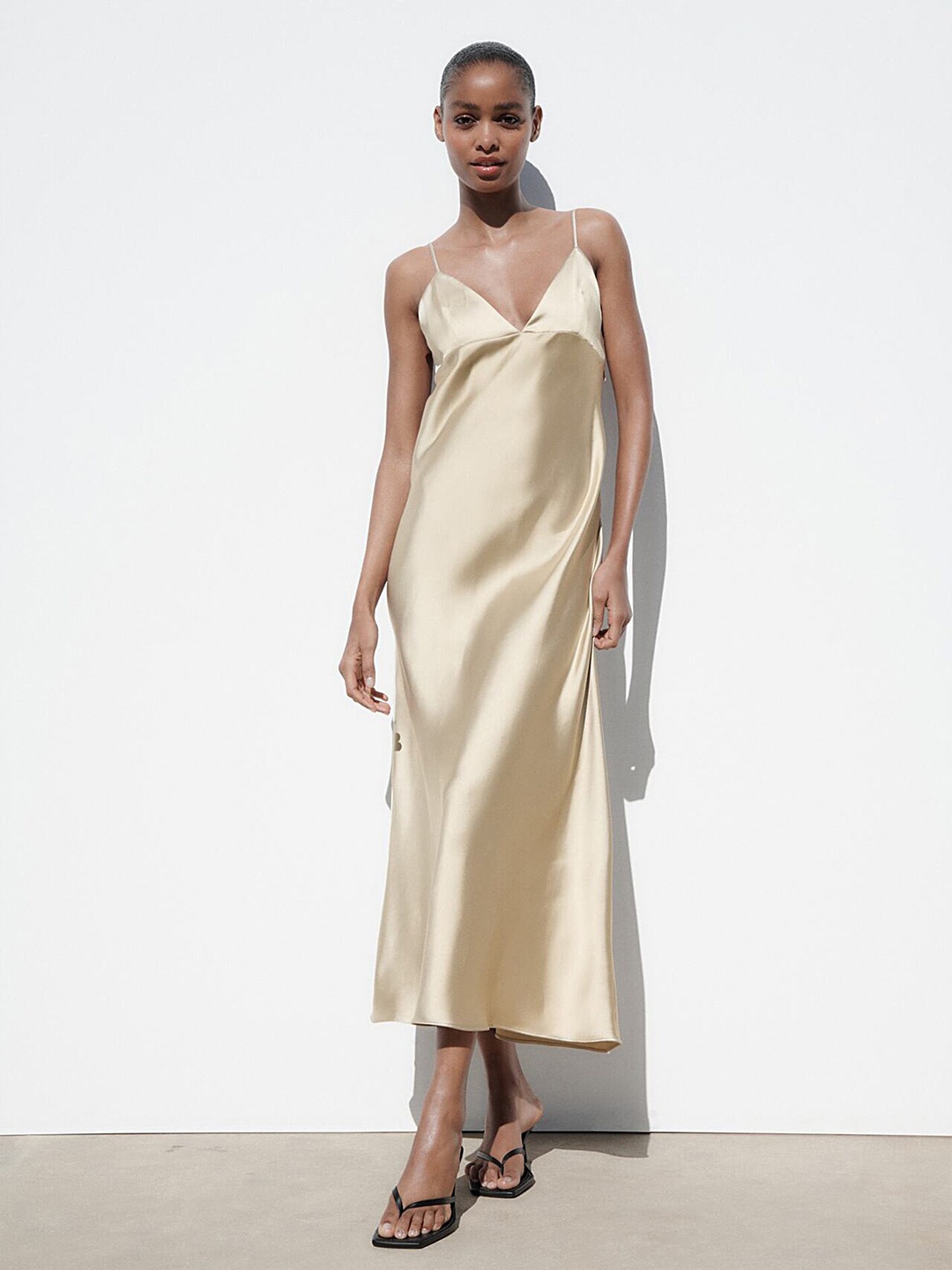 

LULU & SKY Shoulder Straps Empire Dress, Beige