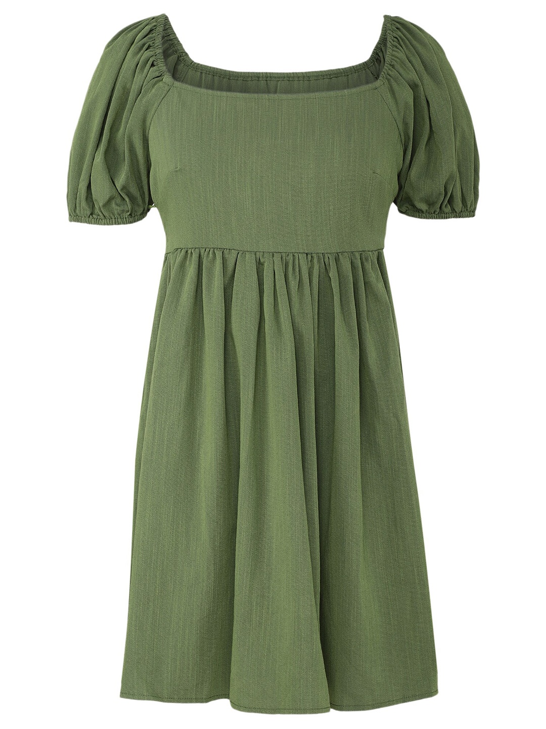 

LULU & SKY Puff Sleeves Square Neck Fit & Flare Dress, Green