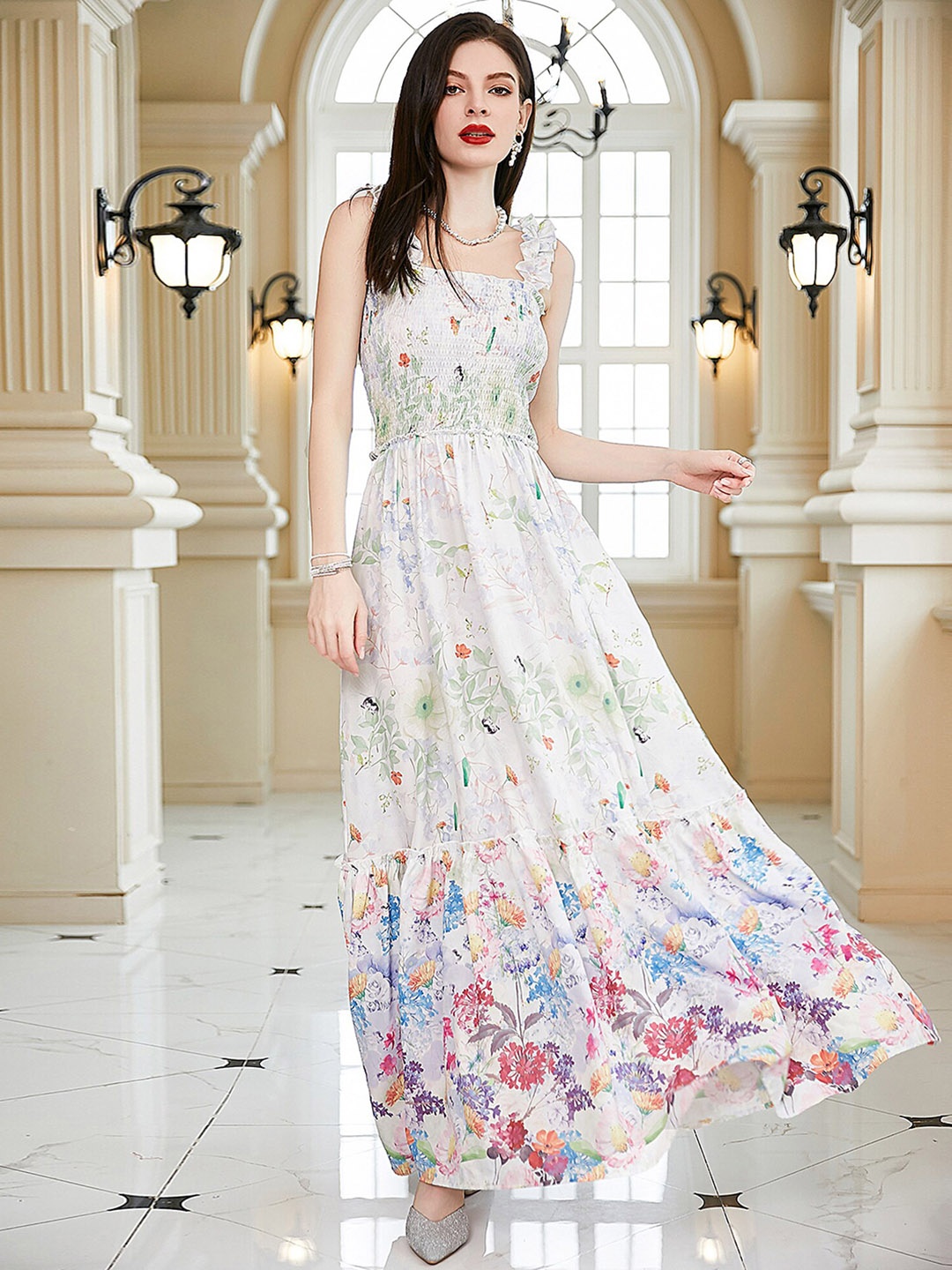 

LULU & SKY Floral Printed Maxi Dress, White