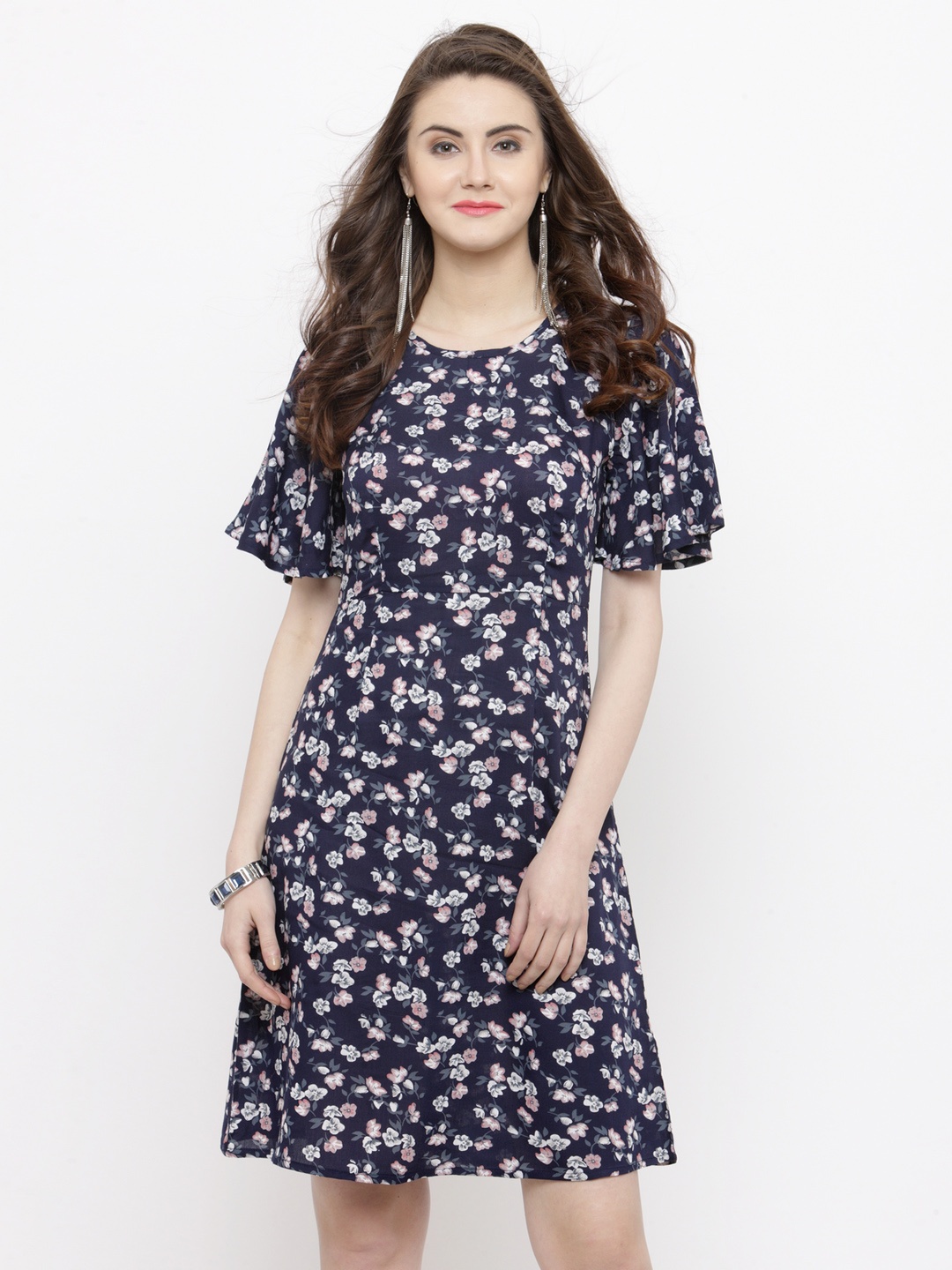 

Sera Women Blue Printed A-Line Dress