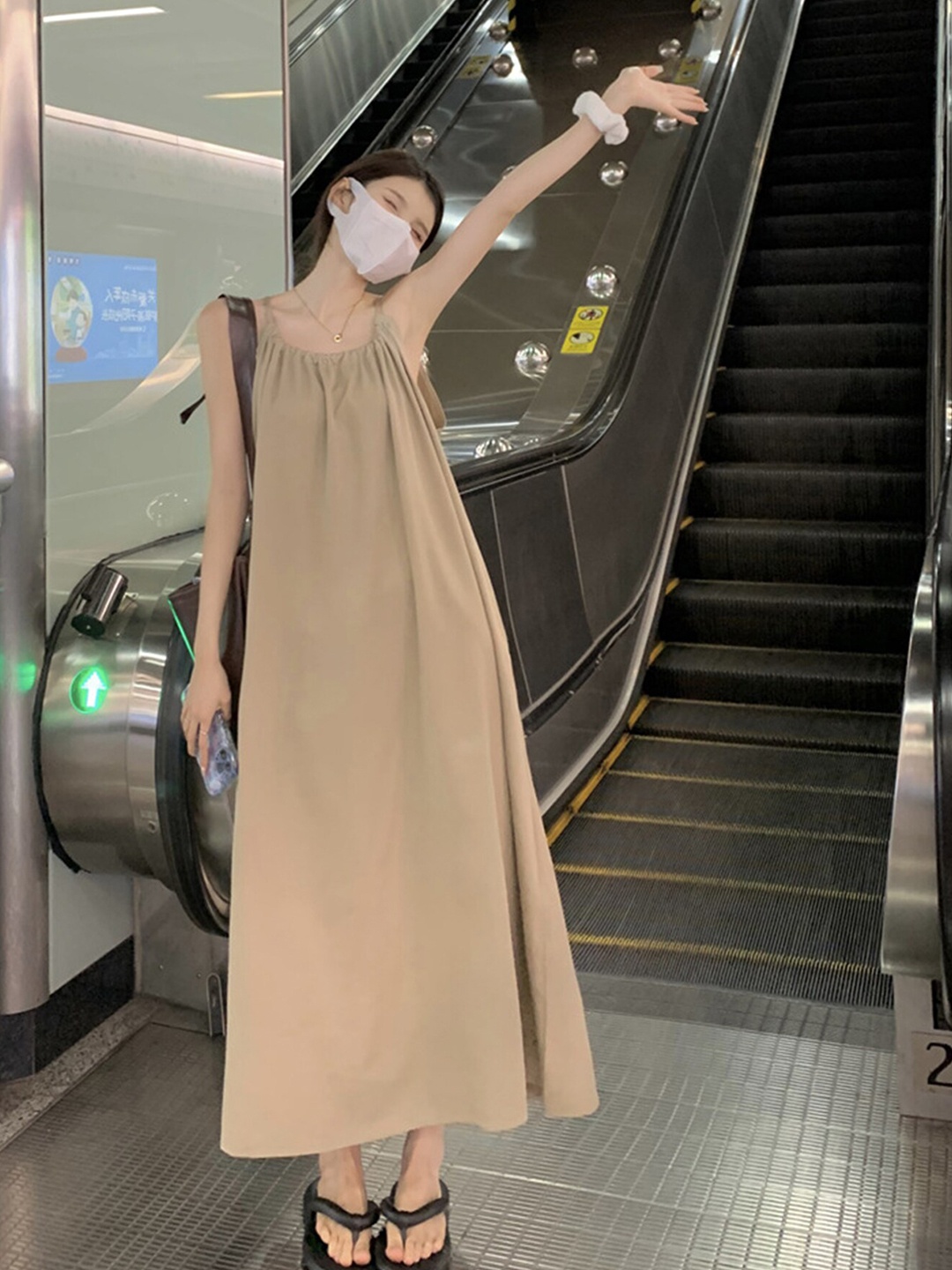 

LULU & SKY Sleeveless Maxi Dress, Beige