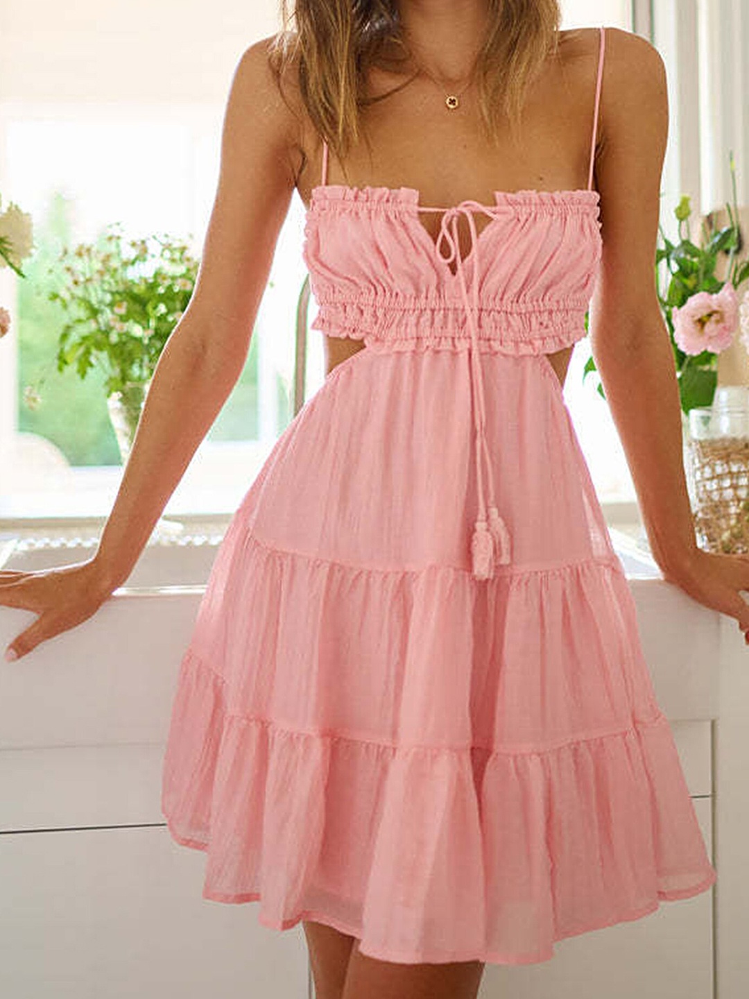 

LULU & SKY Sleeveless Tiered A-Line Dress, Pink