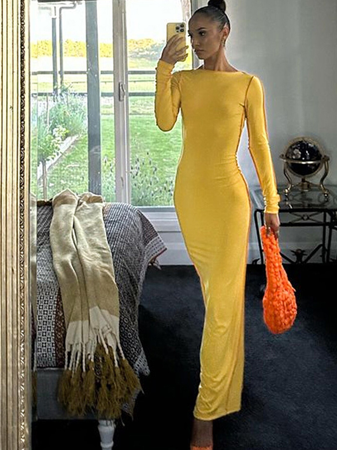 

LULU & SKY Bodycon Maxi Dress, Yellow