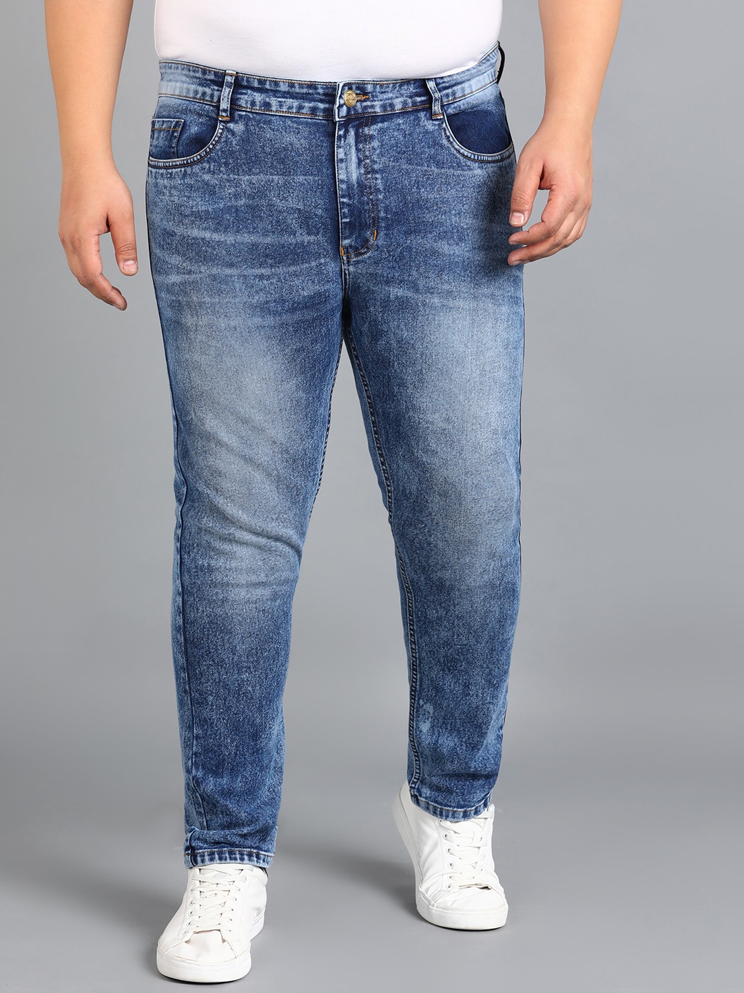 

Urbano Plus Men Skinny Fit Heavy Fade Clean Look Stretchable Jeans, Blue