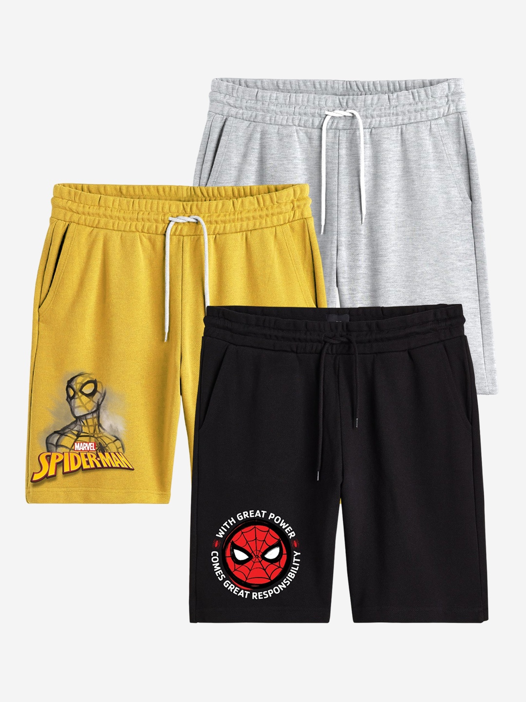 

Minicult Boys Pack Of 3 Spider-Man Printed Cotton Shorts, Yellow