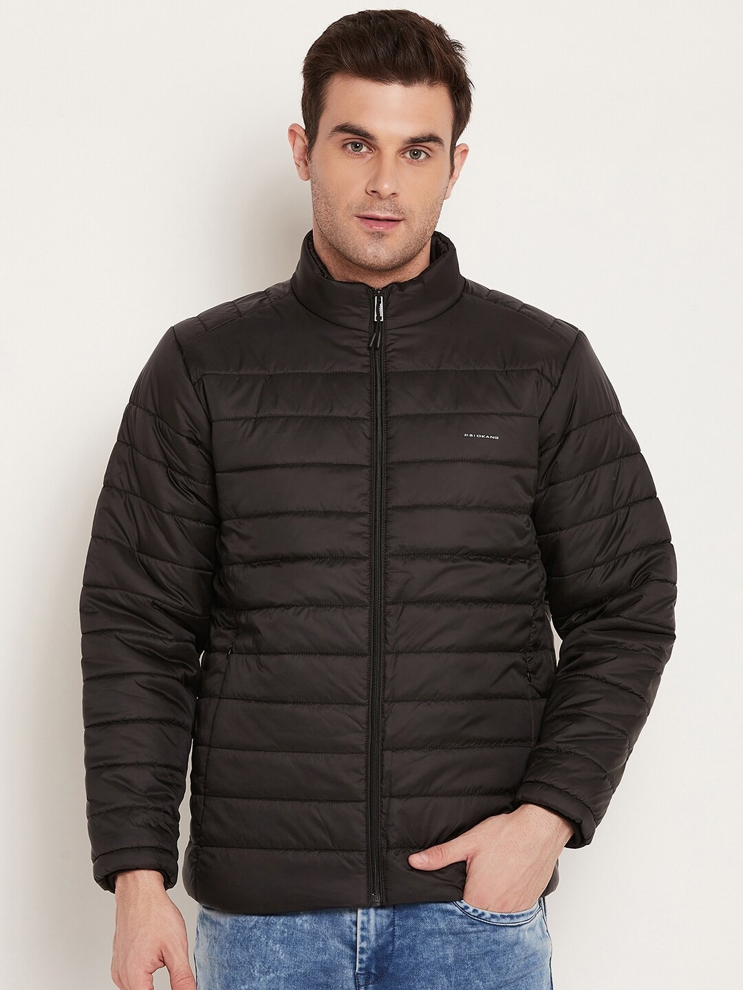 

Okane Stand Collar Lightweight Padded Jacket, Black