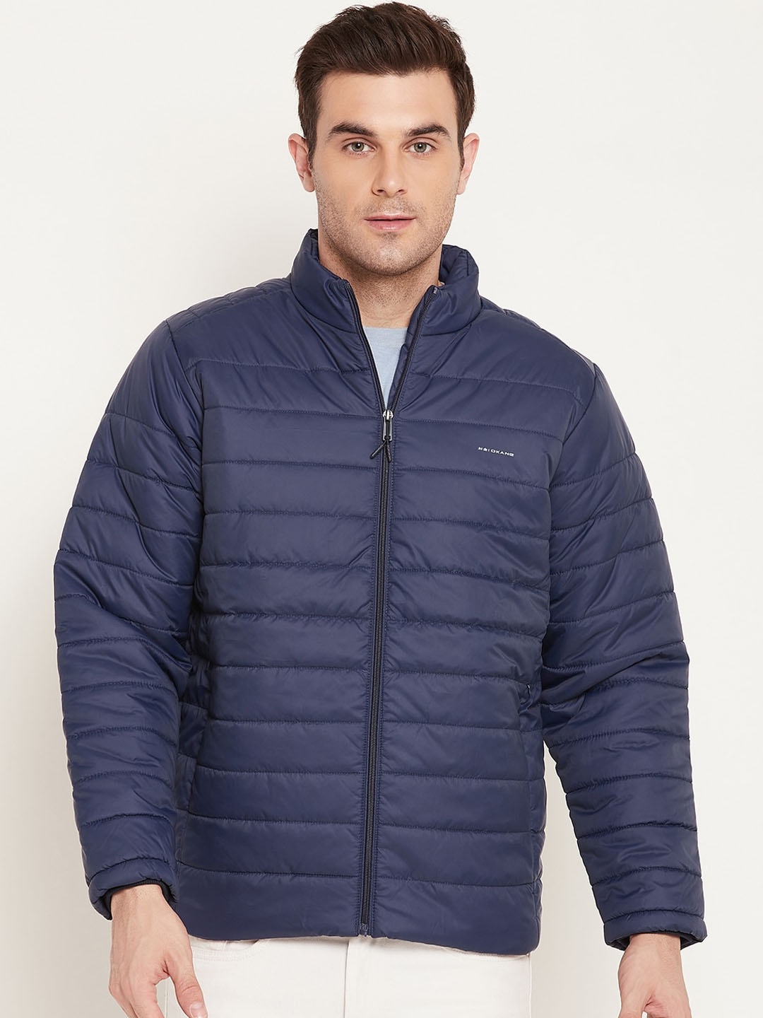 

Okane Mock Collar Lightweight Outdoor Padded Jacket, Navy blue