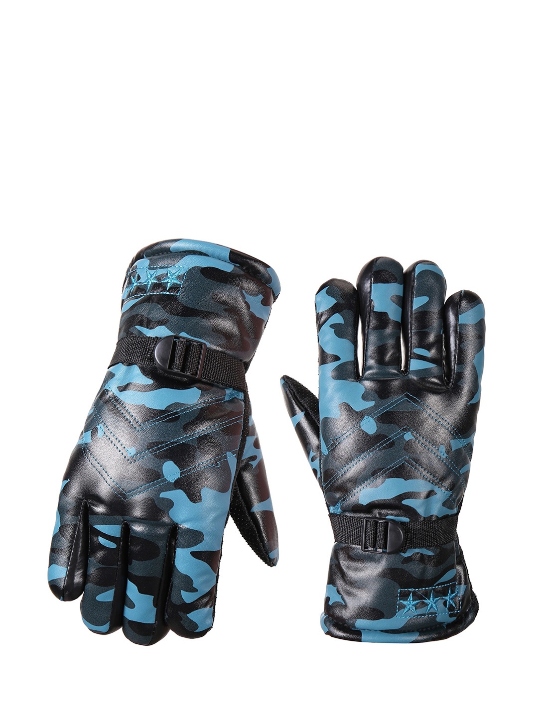 

Alexvyan Men Camouflage Printed Protective Riding Gloves, Blue