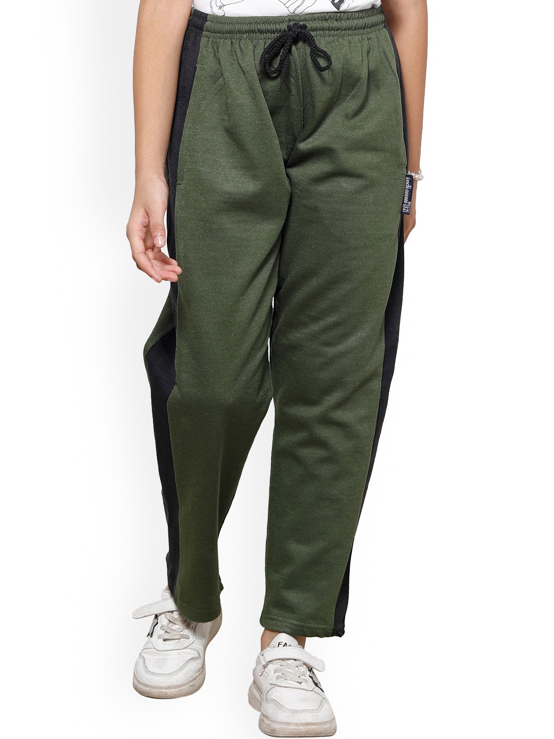 

IndiWeaves Girls Mid-Rise Track Pants, Olive