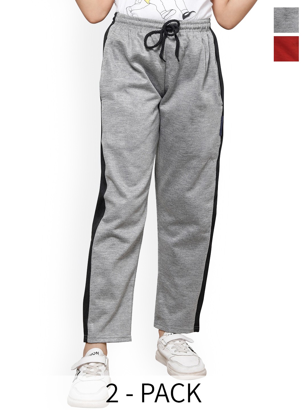 

IndiWeaves Girls Pack Of 2 Fleece Track Pants, Grey