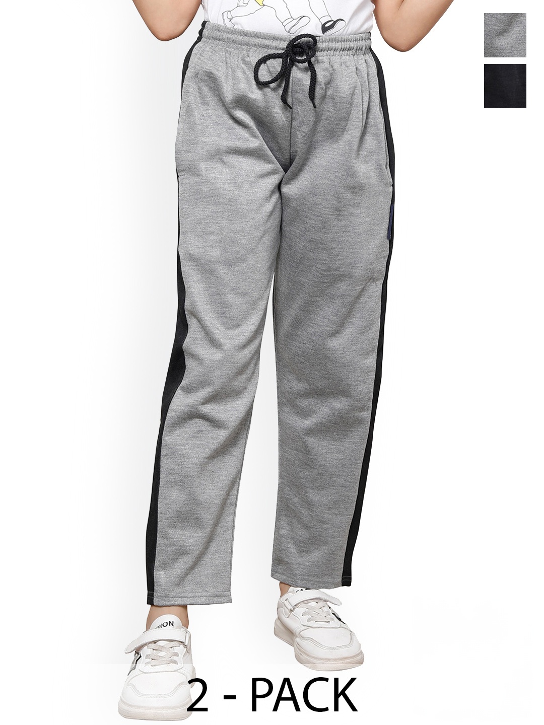 

IndiWeaves Girls Pack Of 2 Fleece Track Pants, Grey