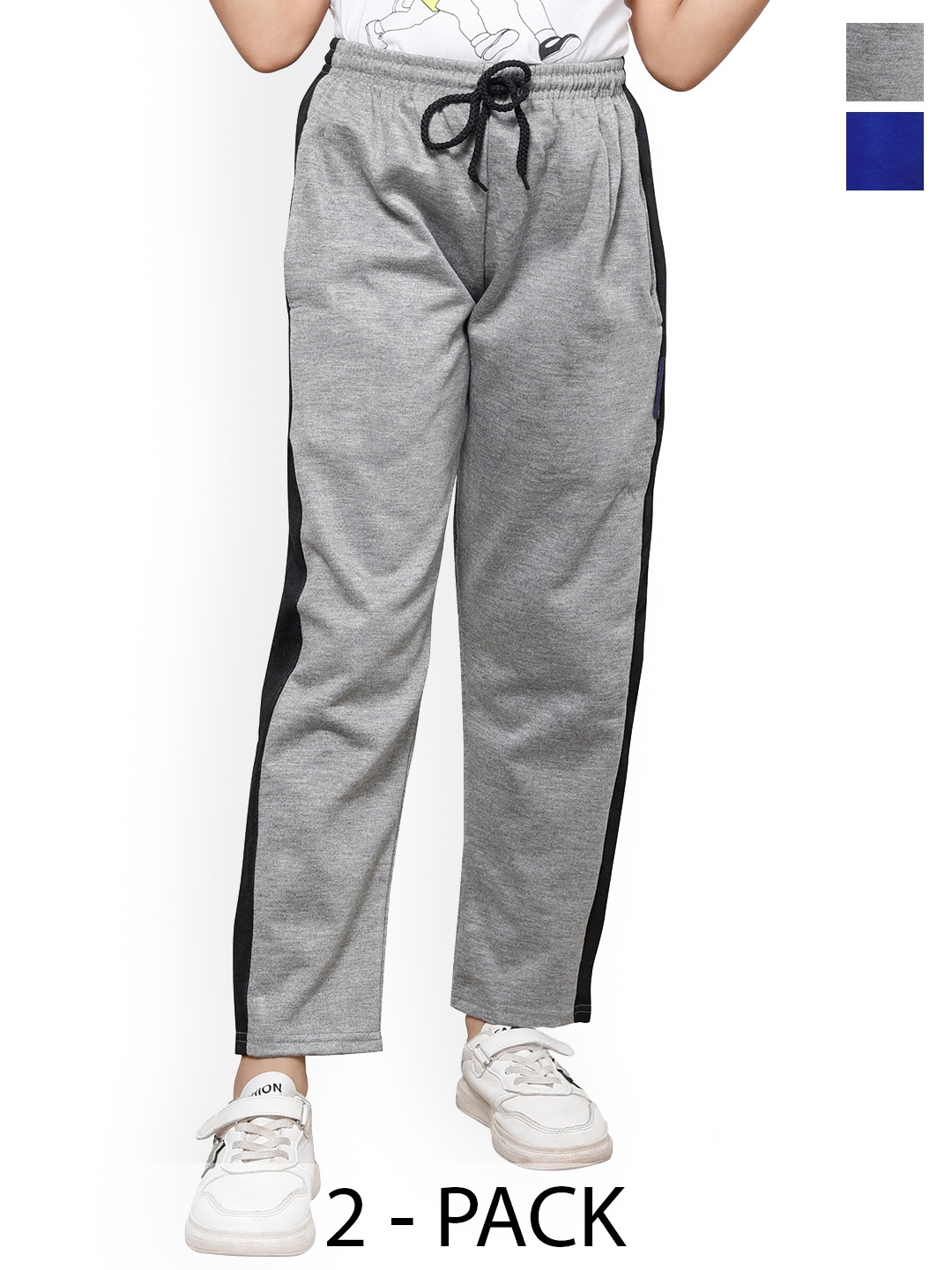 

IndiWeaves Girls Pack of 2 Fleece Track Pants, Grey