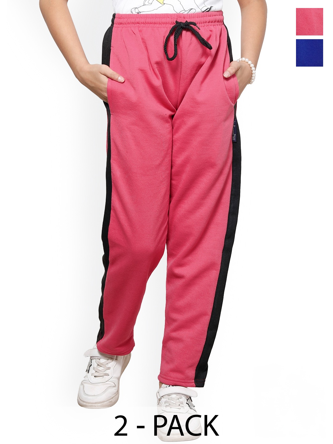 

IndiWeaves Girls Pack of 2 Fleece Track Pants, Pink