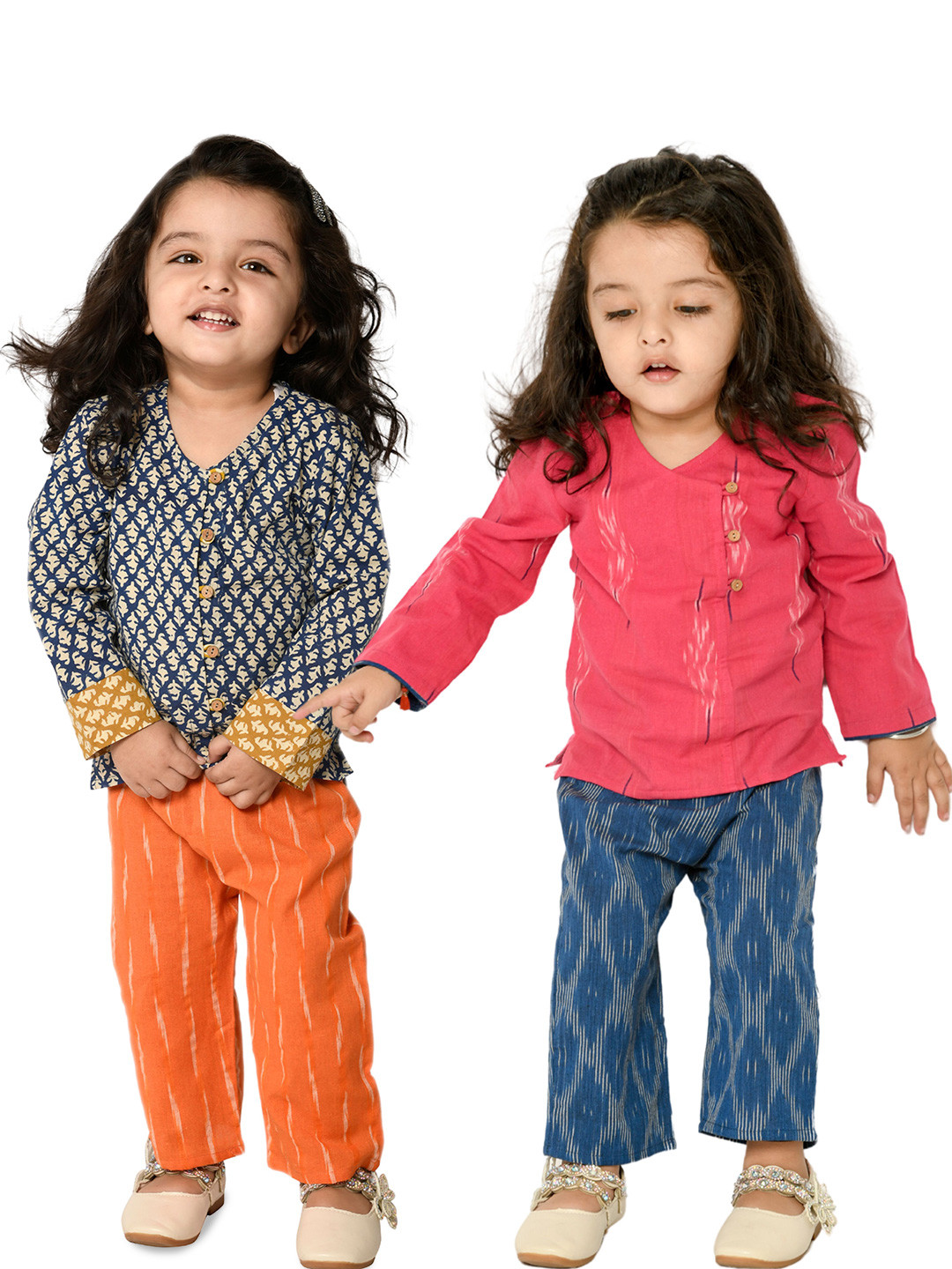 

Tiny Bunnies Pack Of 2 Girls Printed V-Neck Top with Trousers, Blue