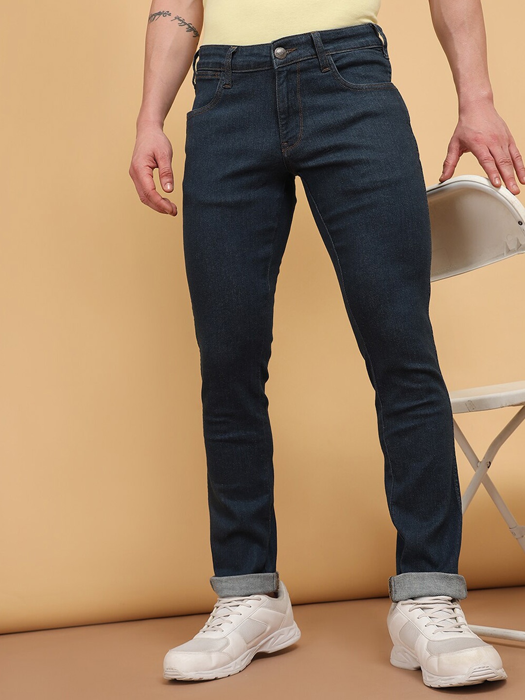 

Wrangler Men Skanders Slim Fit Low-Rise Stretchable Jeans, Navy blue