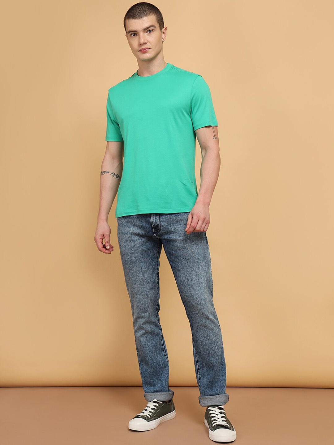 

Wrangler Men Millard Mid Rise Heavy Fade Stretchable Jeans, Blue