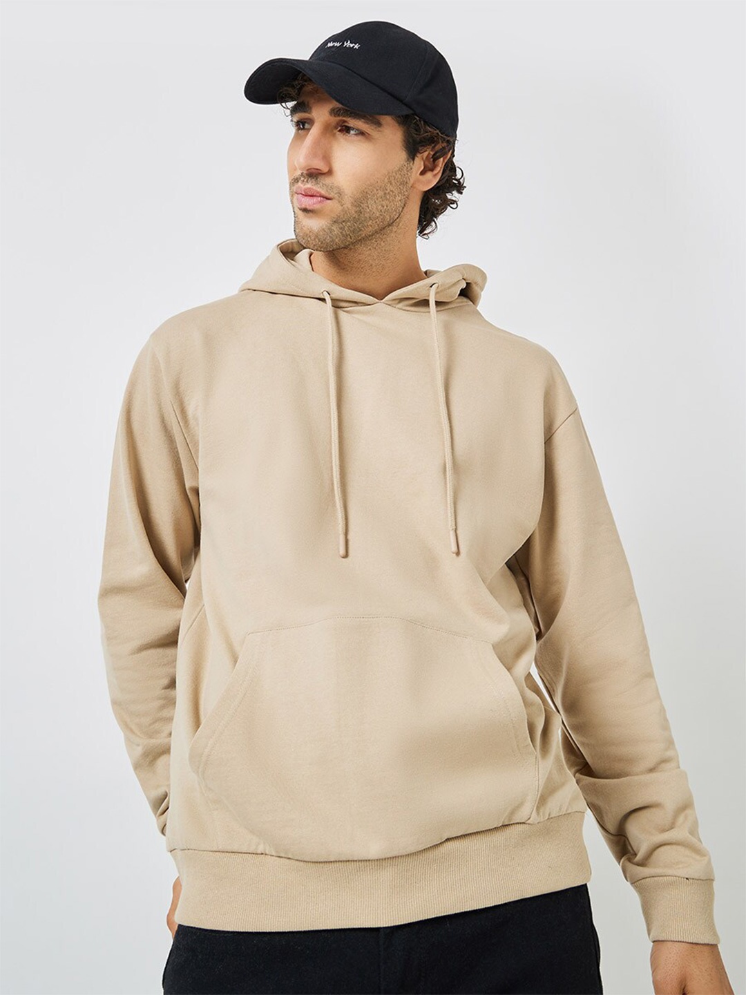 

Styli Relaxed Fit Fleece Sweatshirt with Kangaroo Pocket, Beige