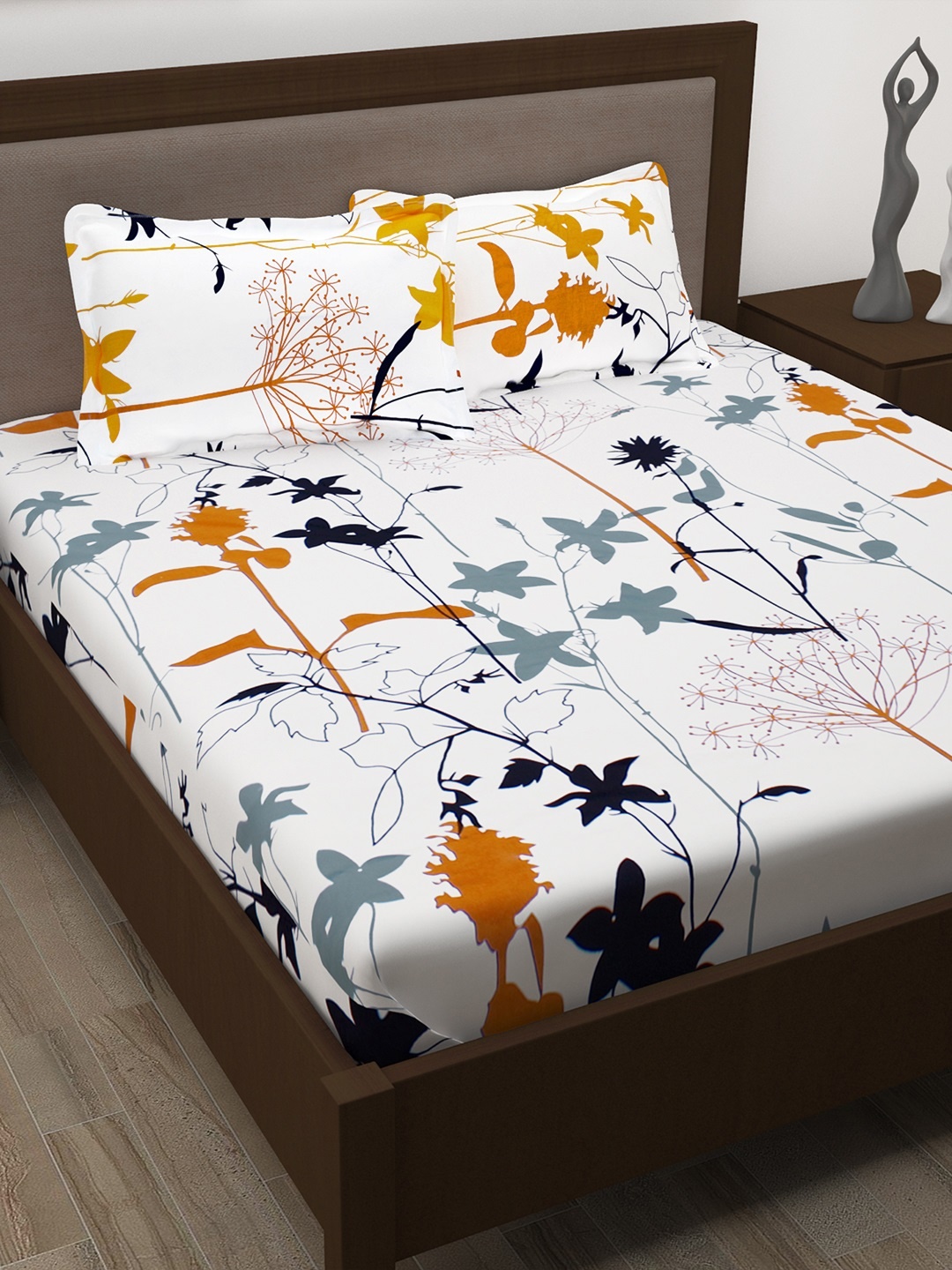 

Story@home White Multicoloured 186TC Double Bedsheet with 2 Pillow Covers
