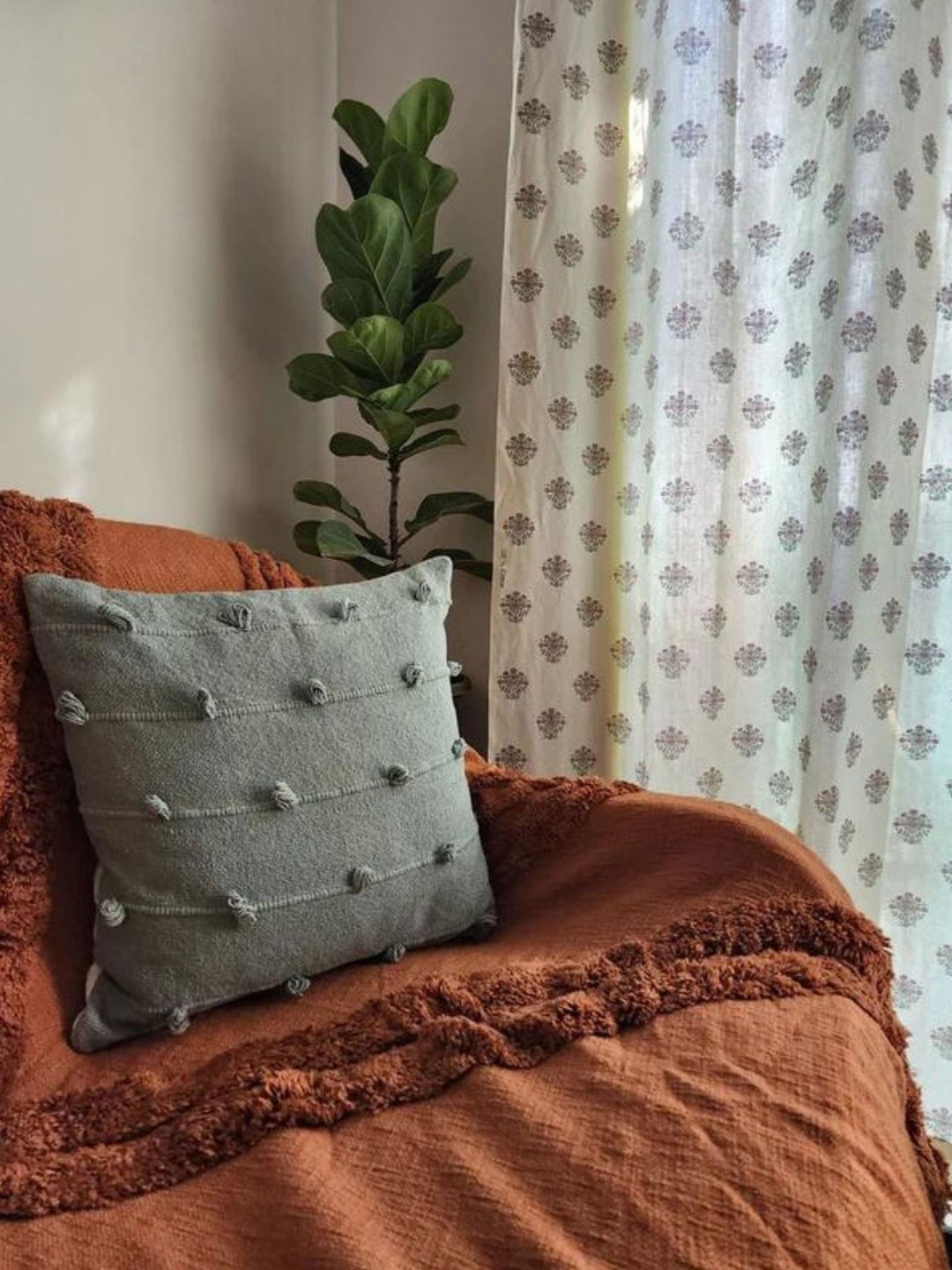 

HYPPY Green & White Embroidered Cotton Square Cushion Covers