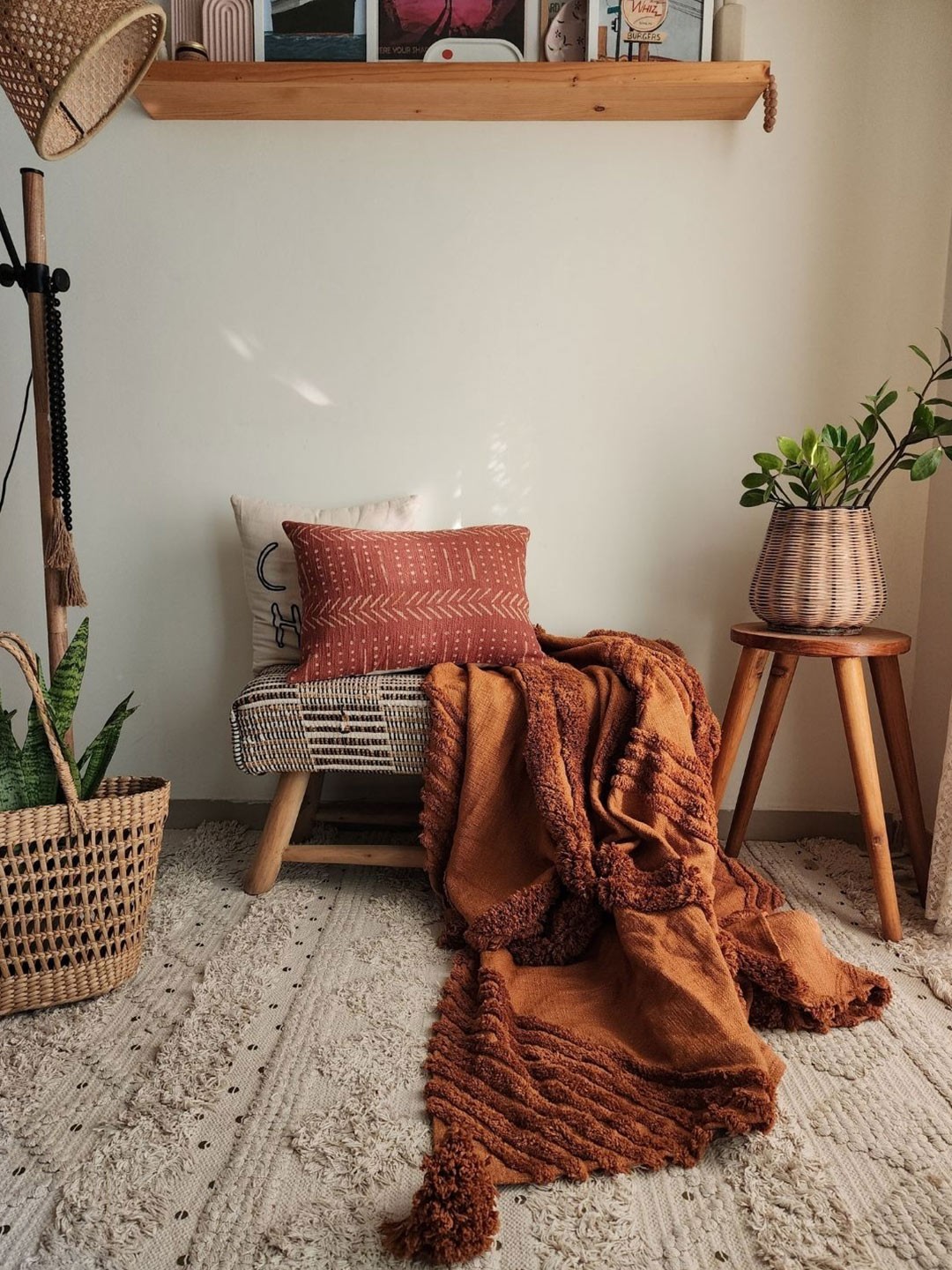 

HYPPY Rust & White Geometric Cotton Rectangle Cushion Cover