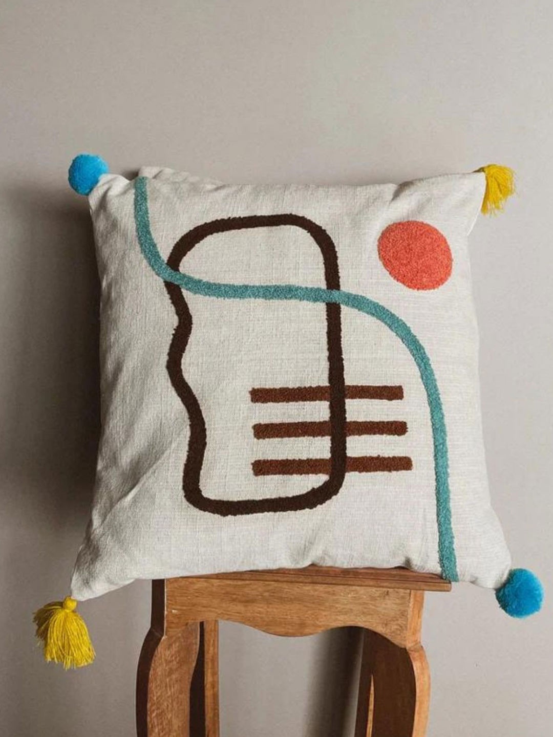 

HYPPY Off White & Red Self Design Cotton Square Cushion Covers