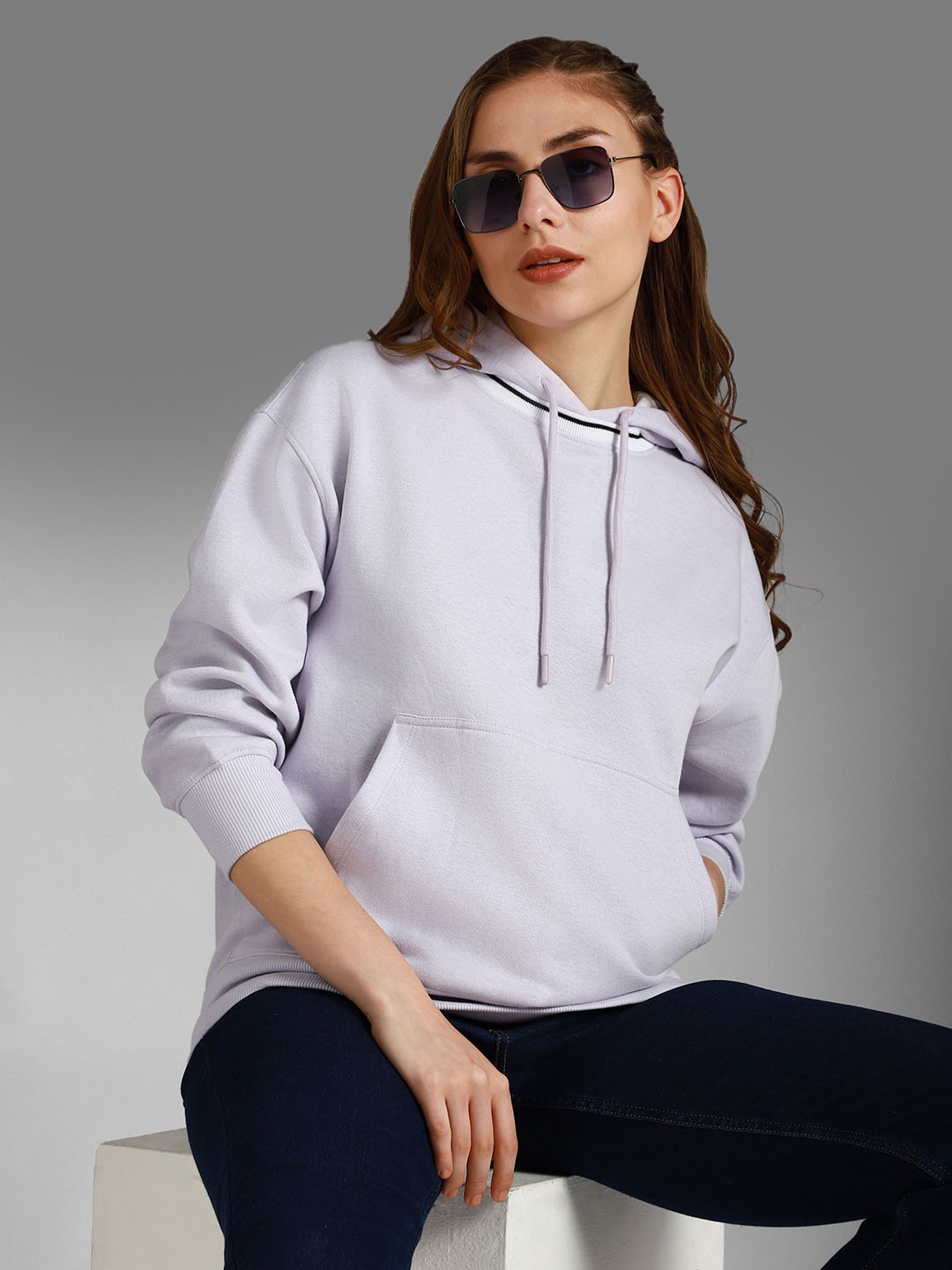 

High Star Hooded Long Sleeve Pullover Sweatshirt, Purple