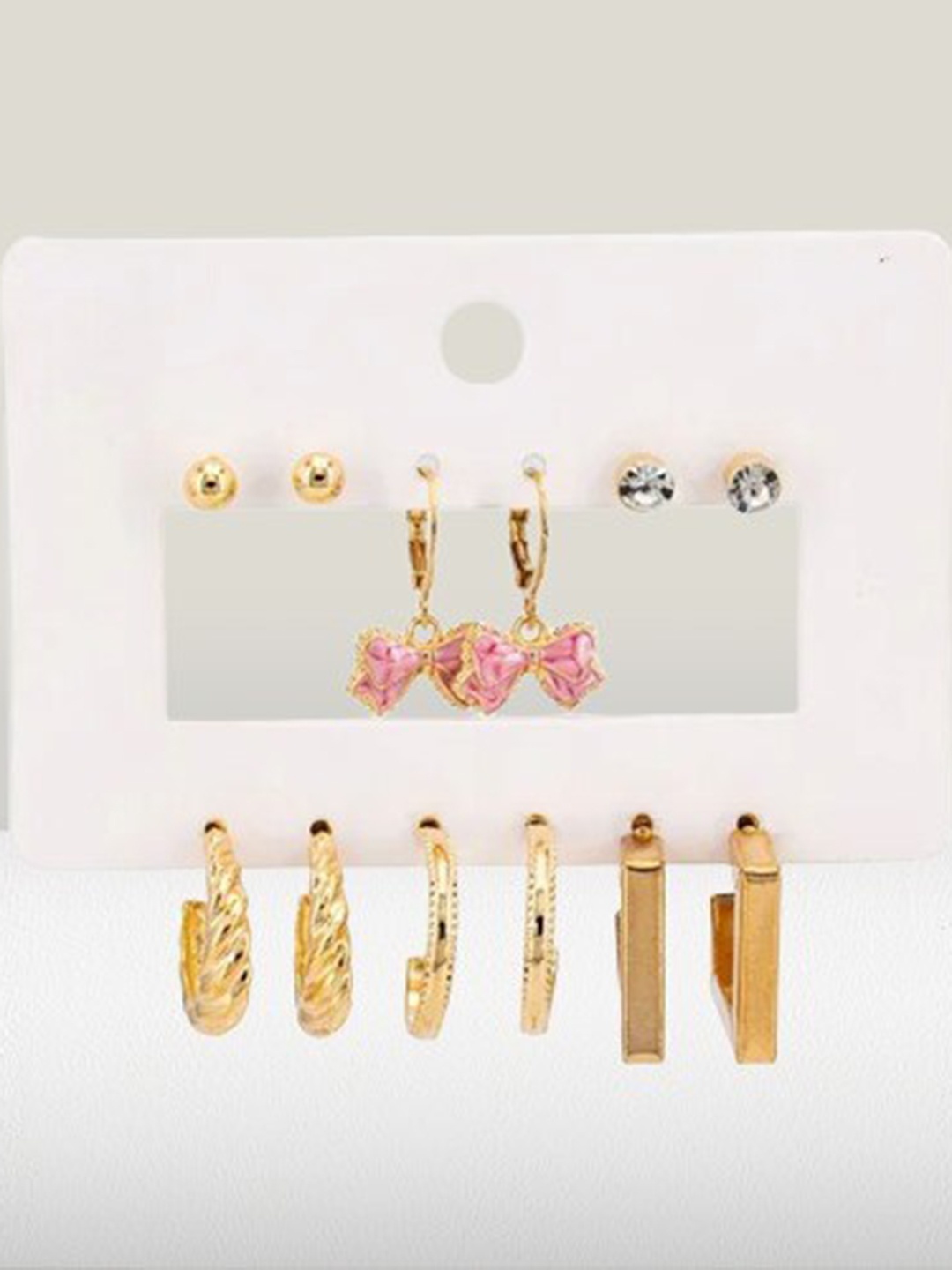 

KRYSTALZ Set Of 6 Gold-Plated Earrings