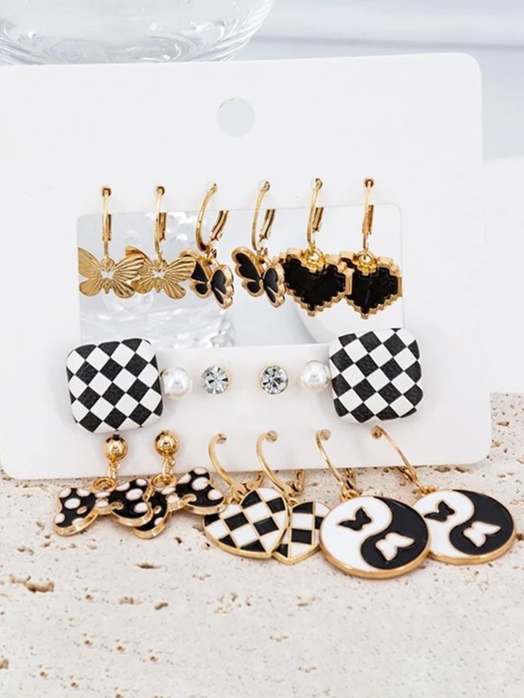 

KRYSTALZ Set Of 9 Gold-Plated Hoop Earrings