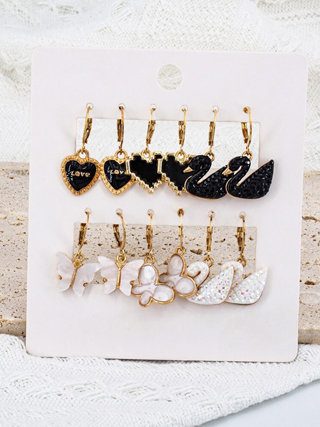 

KRYSTALZ Set of 6 Gold Plated Hoop Earrings