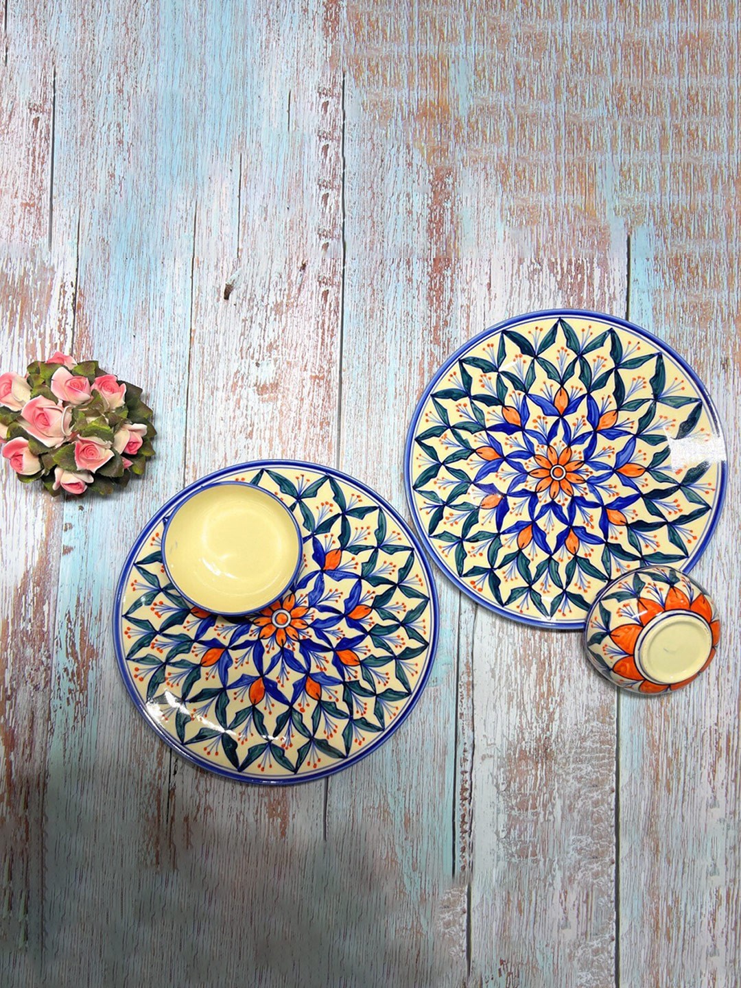 

CasaTrunk Blue & White 3 Pieces Printed Ceramic Glossy Dinner Set