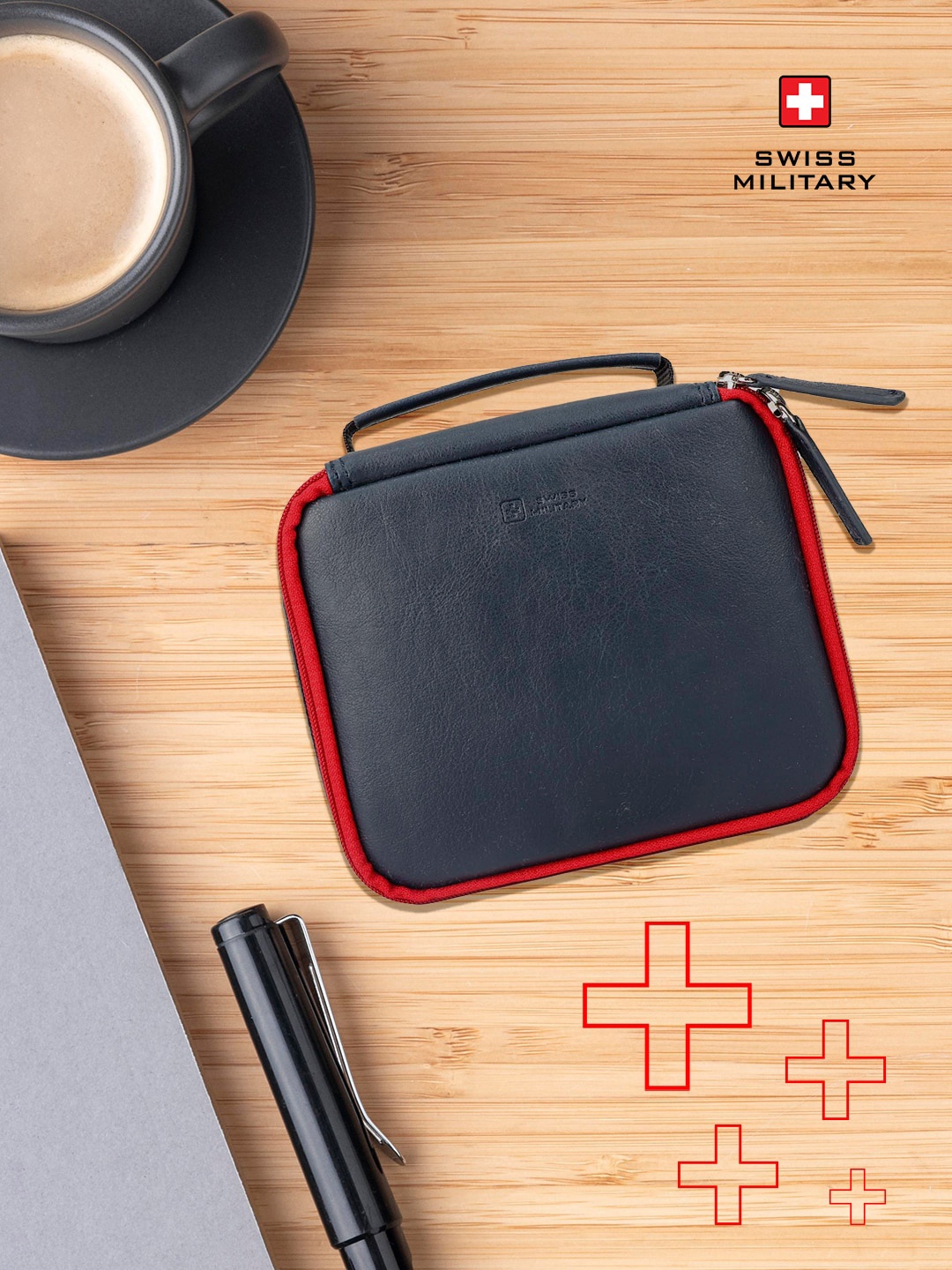 

SWISS MILITARY Men Vegan Leather Travel Pouch Bag, Navy blue
