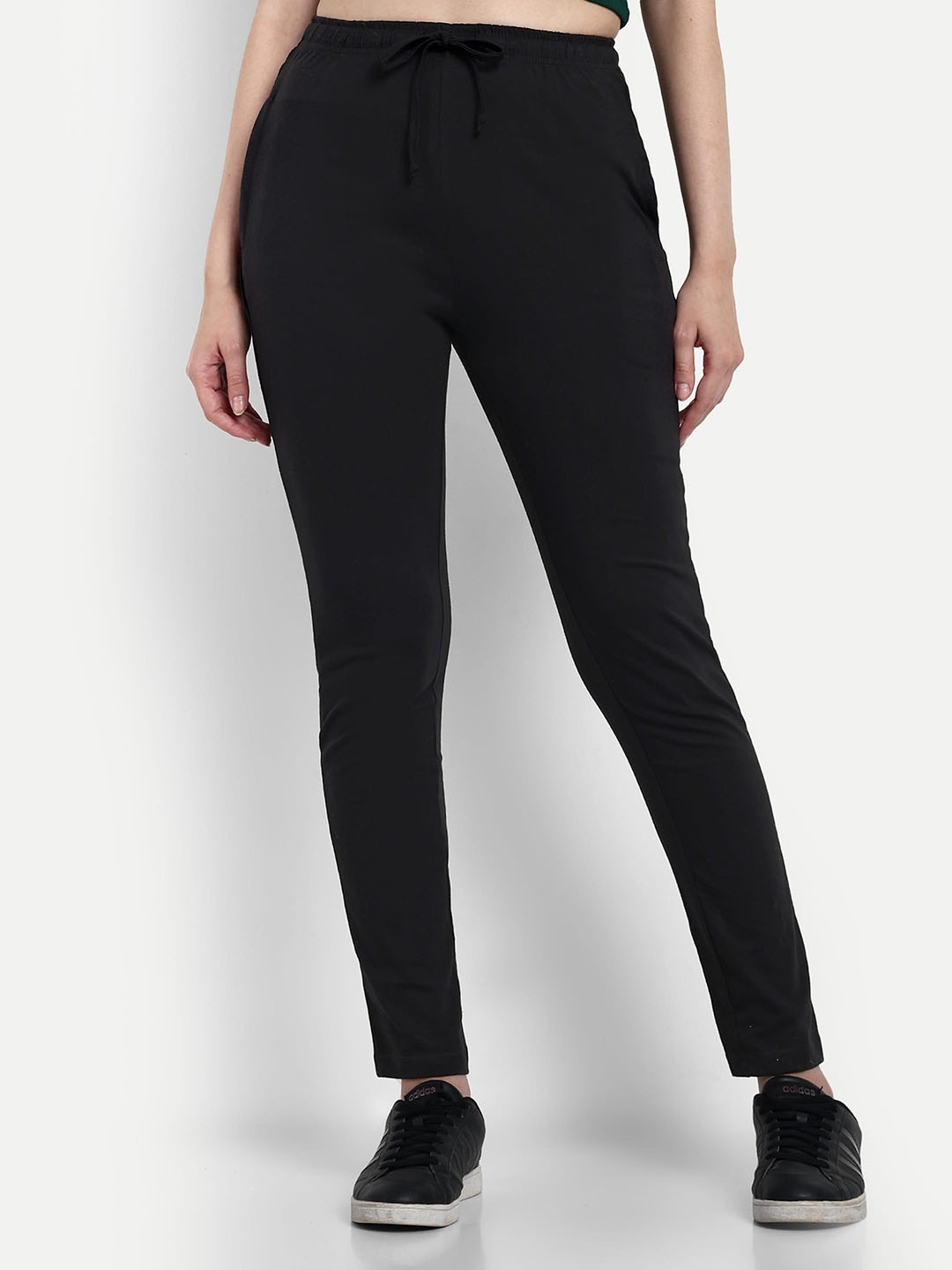 

VISO Women Cotton Mid-Rise Track Pant, Black