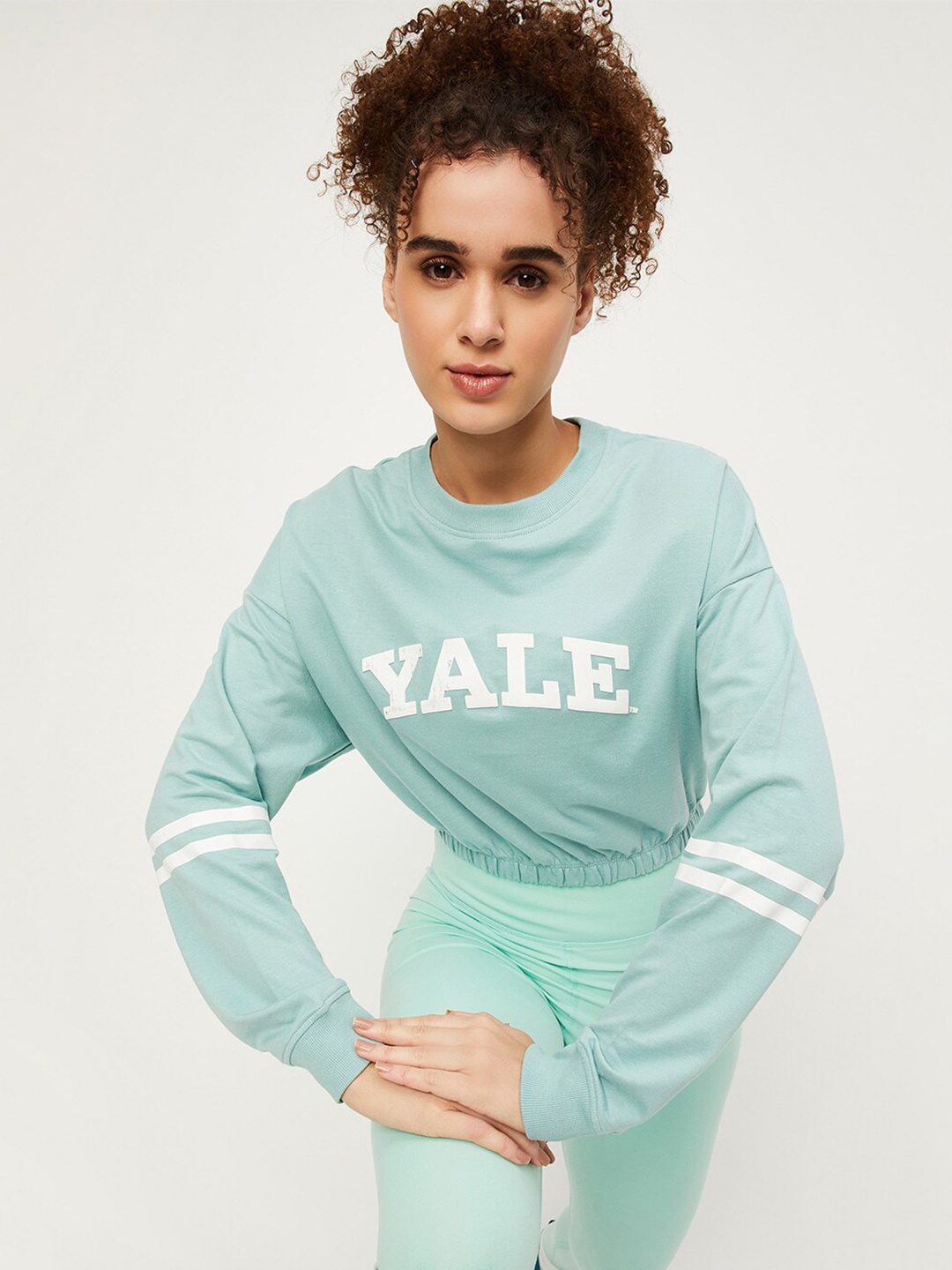 

max Typography Printed Round Neck Cotton Pullover Sweatshirt, Green