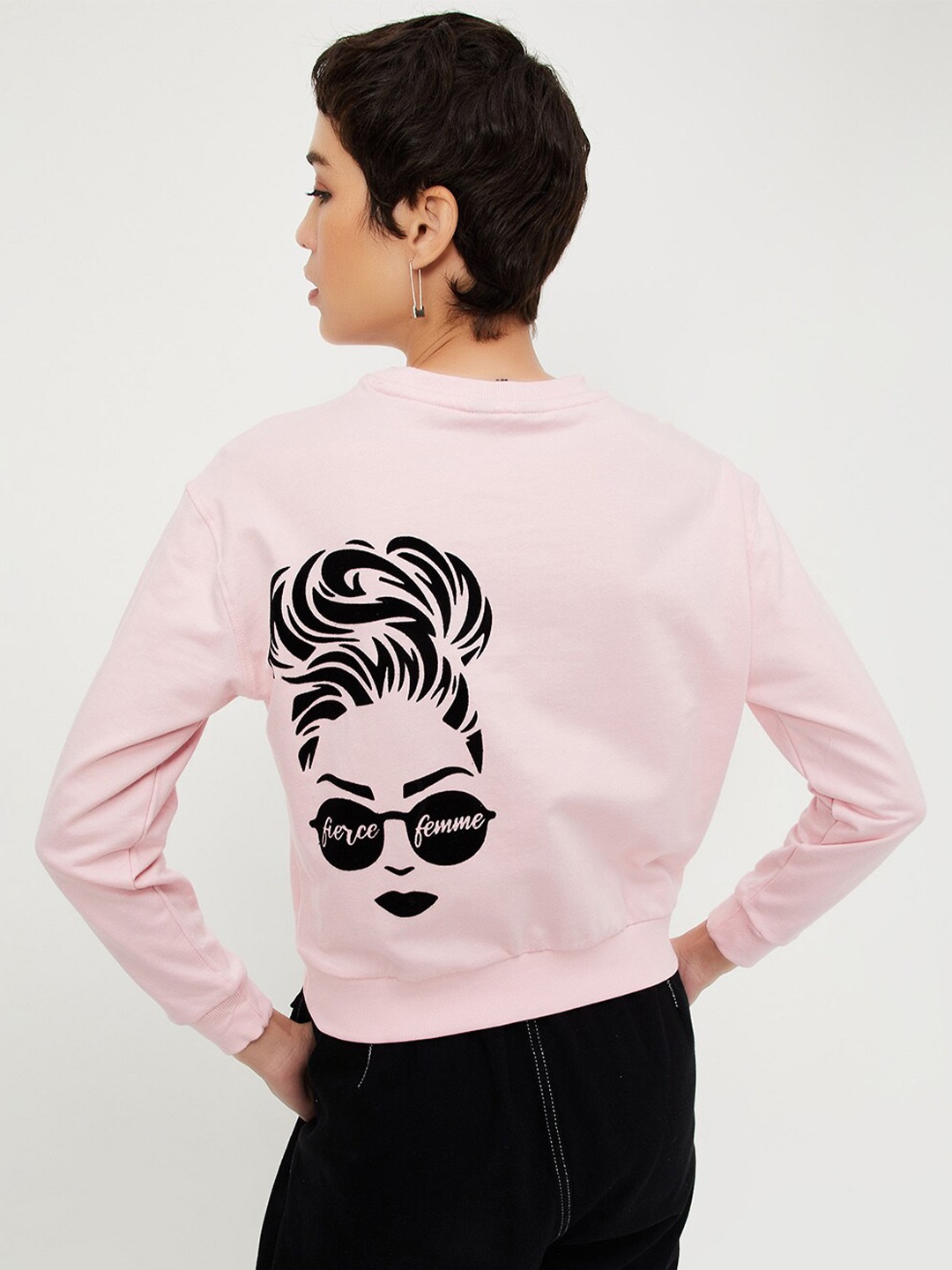 

max Graphic Printed Pure Cotton Sweatshirt, Pink