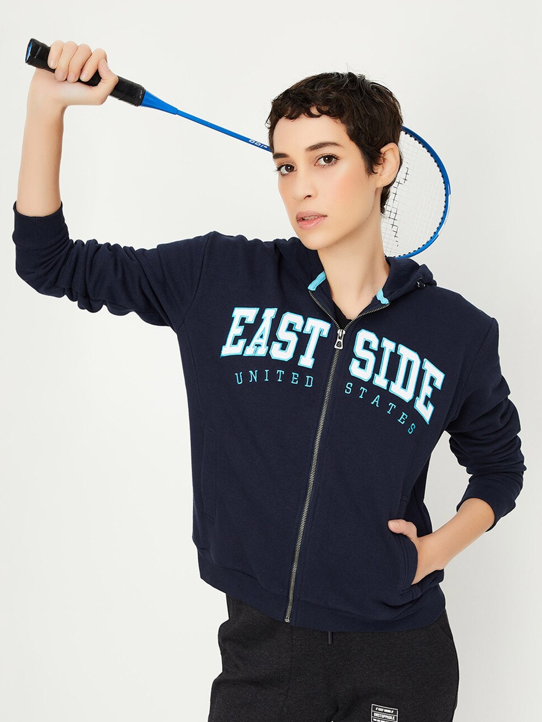 

max Typography Printed Sweatshirt, Navy blue