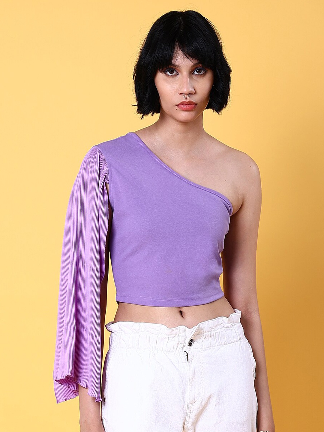 

Freehand by The Indian Garage Co Purple One Shoulder Top