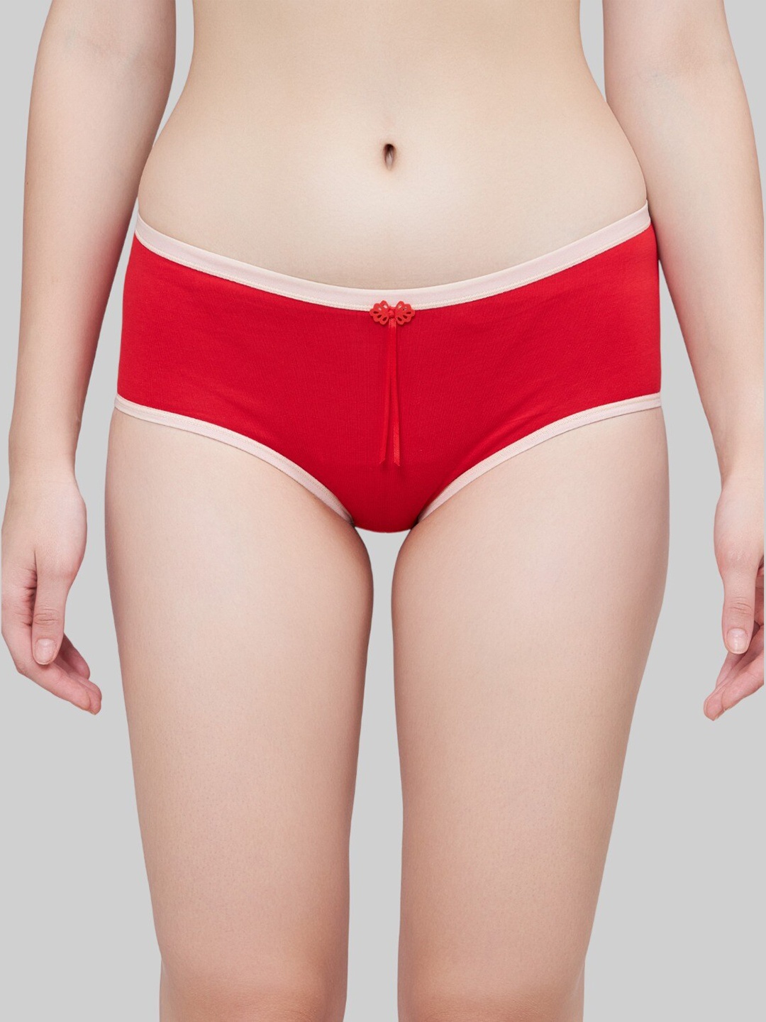 

PLUMBURY Women Anti Microbial Mid-Raise Hipster Briefs, Red