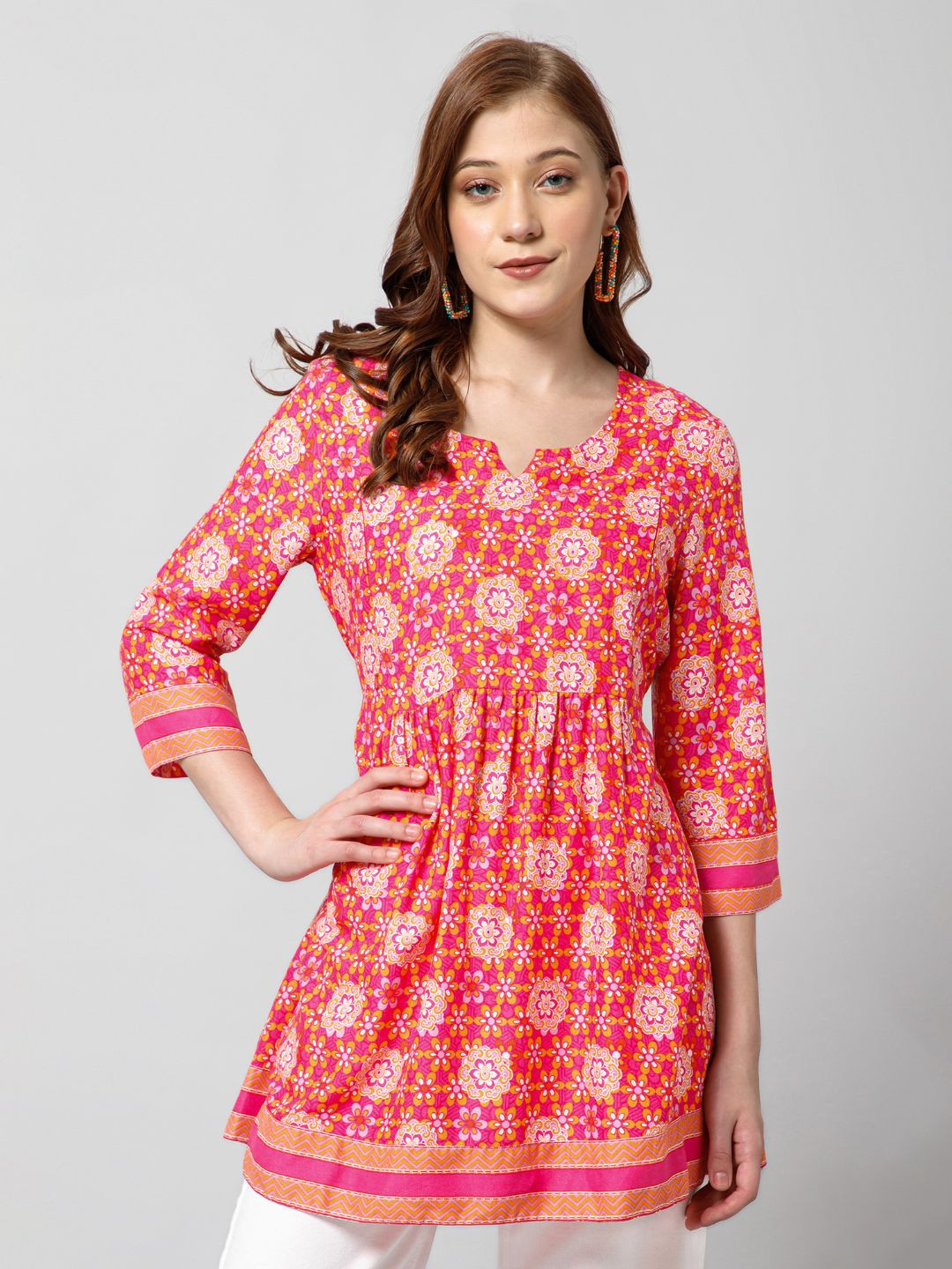 

House Of Zelena Floral Printed Maternity A-Line Top, Pink