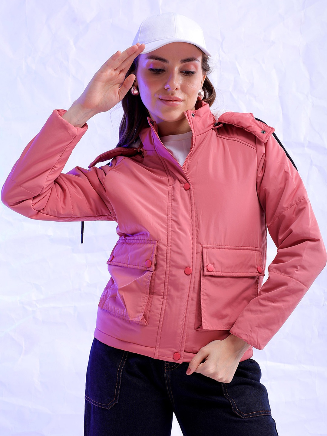 

Freehand by The Indian Garage Co Pink Lightweight Hooded Longline Puffer Jacket