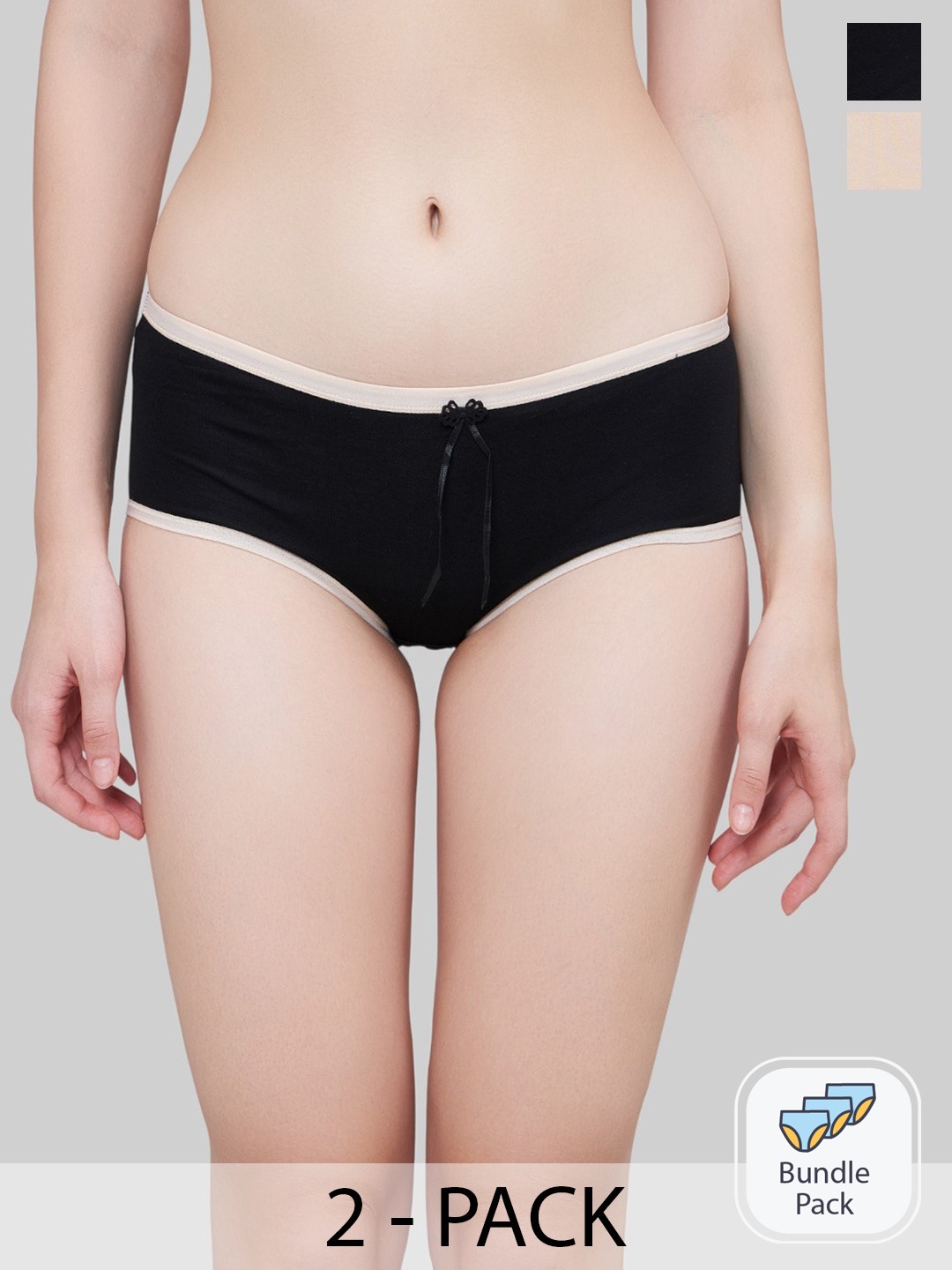 

PLUMBURY Pack of 2 Mid Rise Hipster Briefs, Black