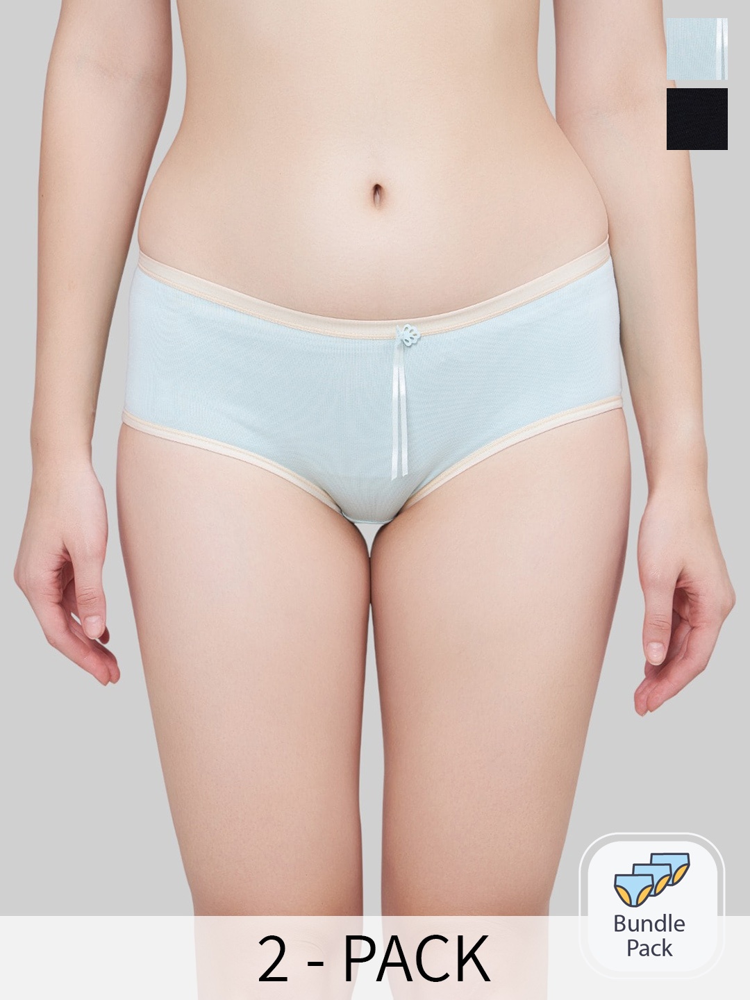 

PLUMBURYPack of 2 Mid-Rise Cotton Hipster Briefs, Turquoise blue